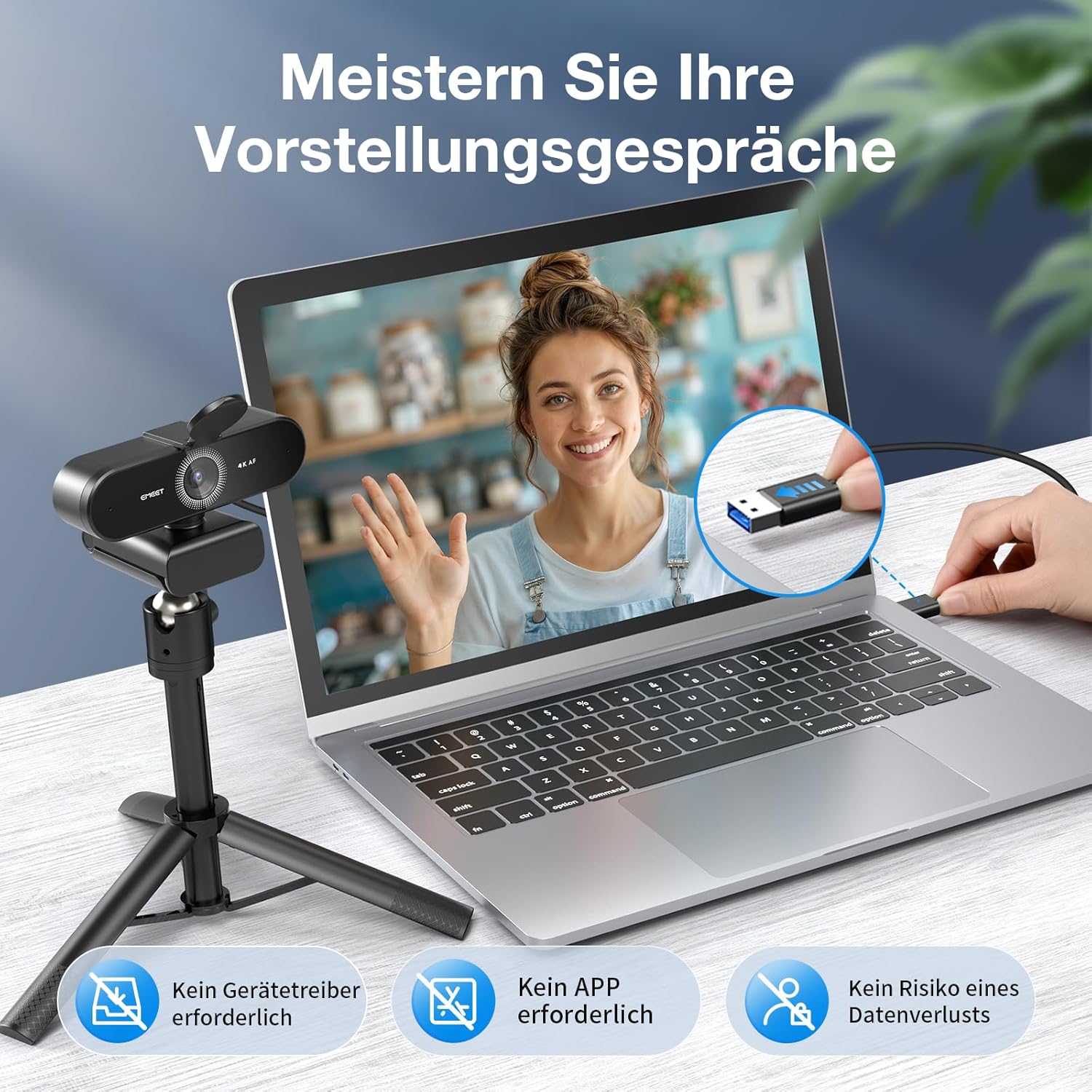 Thumbnail 2 de EMEET NOVA 4K Webcam mit Ständer, Dual-Mikrofonen und 73° Weitwinkel – Ultra HD