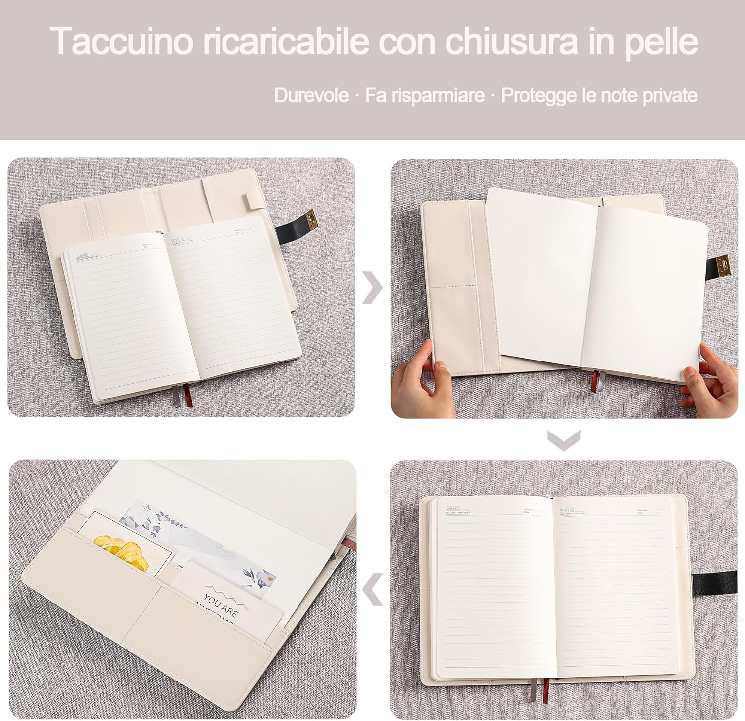 Thumbnail 2 de HwxBen Taccuino con lucchetto A5: diario elegante con chiusura a combinazione, 224 pagine a righe