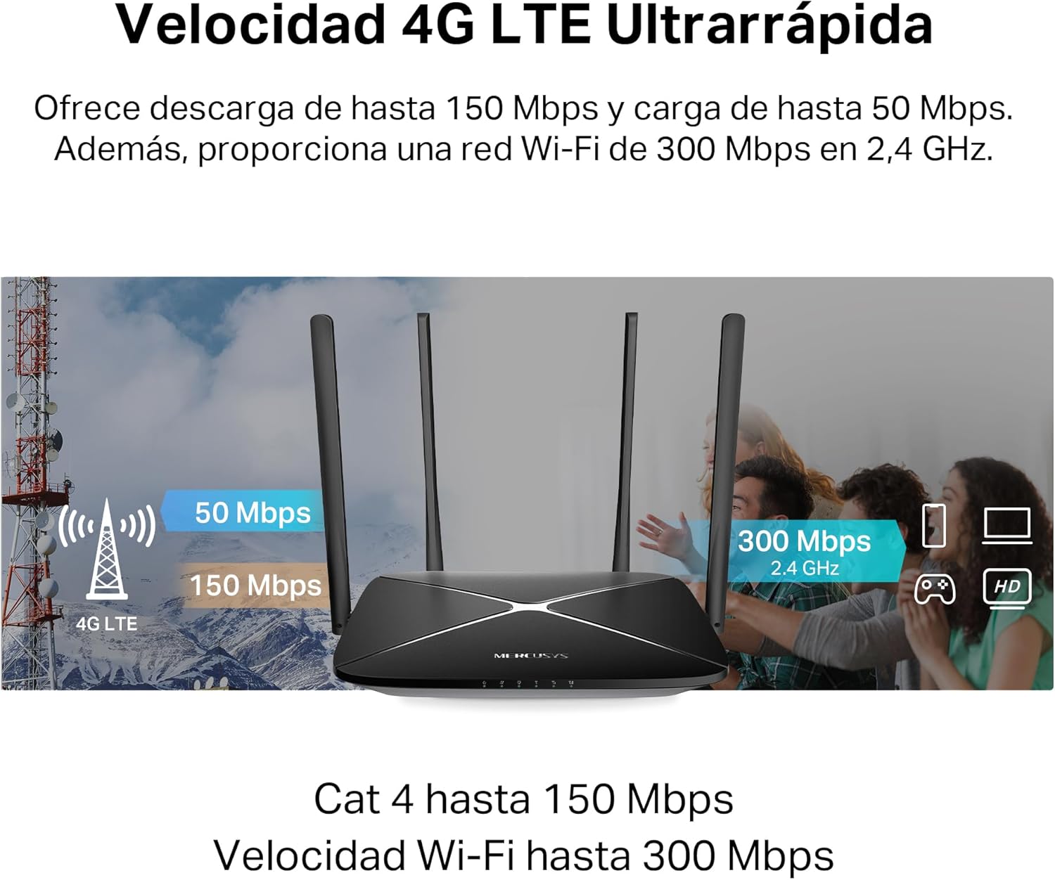 Thumbnail 5 de MERCUSYS MB115-4G 300 Mbps Router inalámbrico