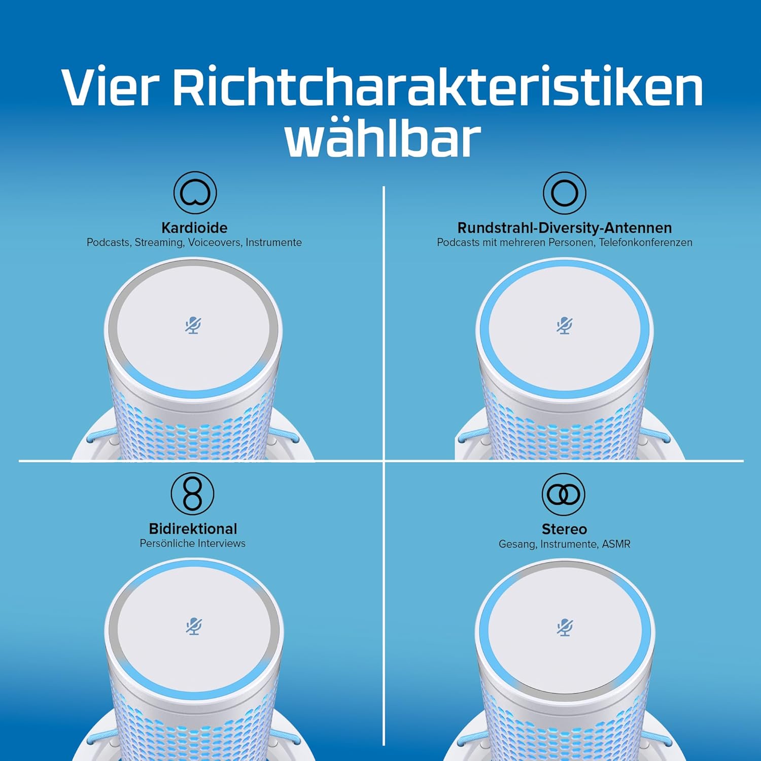 Thumbnail 6 de HyperX QuadCast 2 Frost – USB-Mikrofon für Gaming, Streaming & Podcasting mit integrierten Bedienelementen