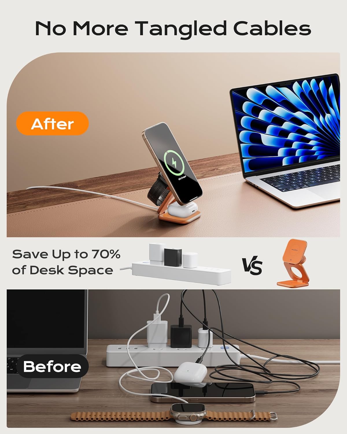 Thumbnail 4 de KU XIU Qi2.2 25W Magnetic Wireless Charger – 3-in-1 Foldable Travel Station