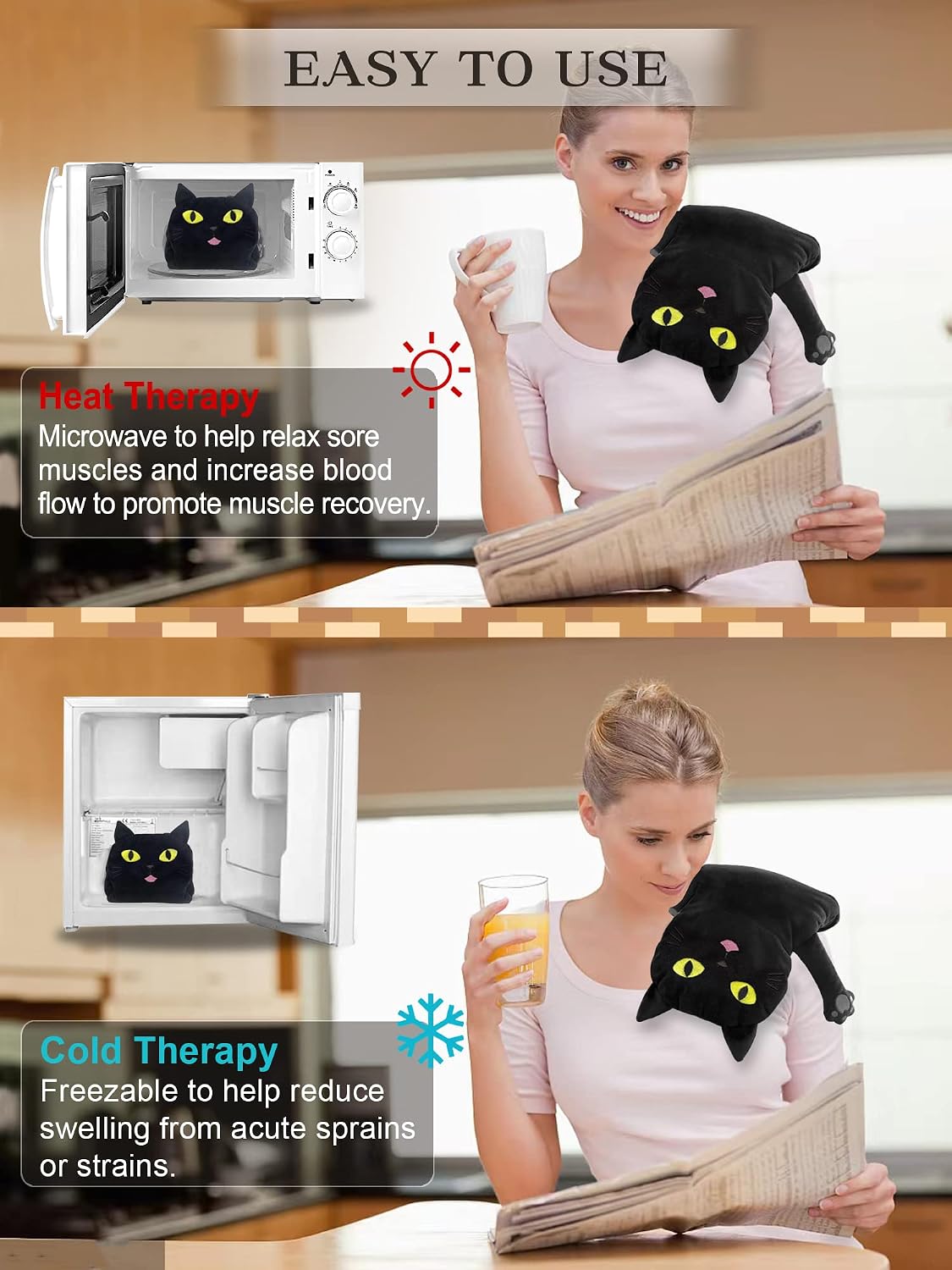 Thumbnail 5 de Cuckool 17" x 9" Black Cat Microwave Heating Pad with Flaxseed and Lavender