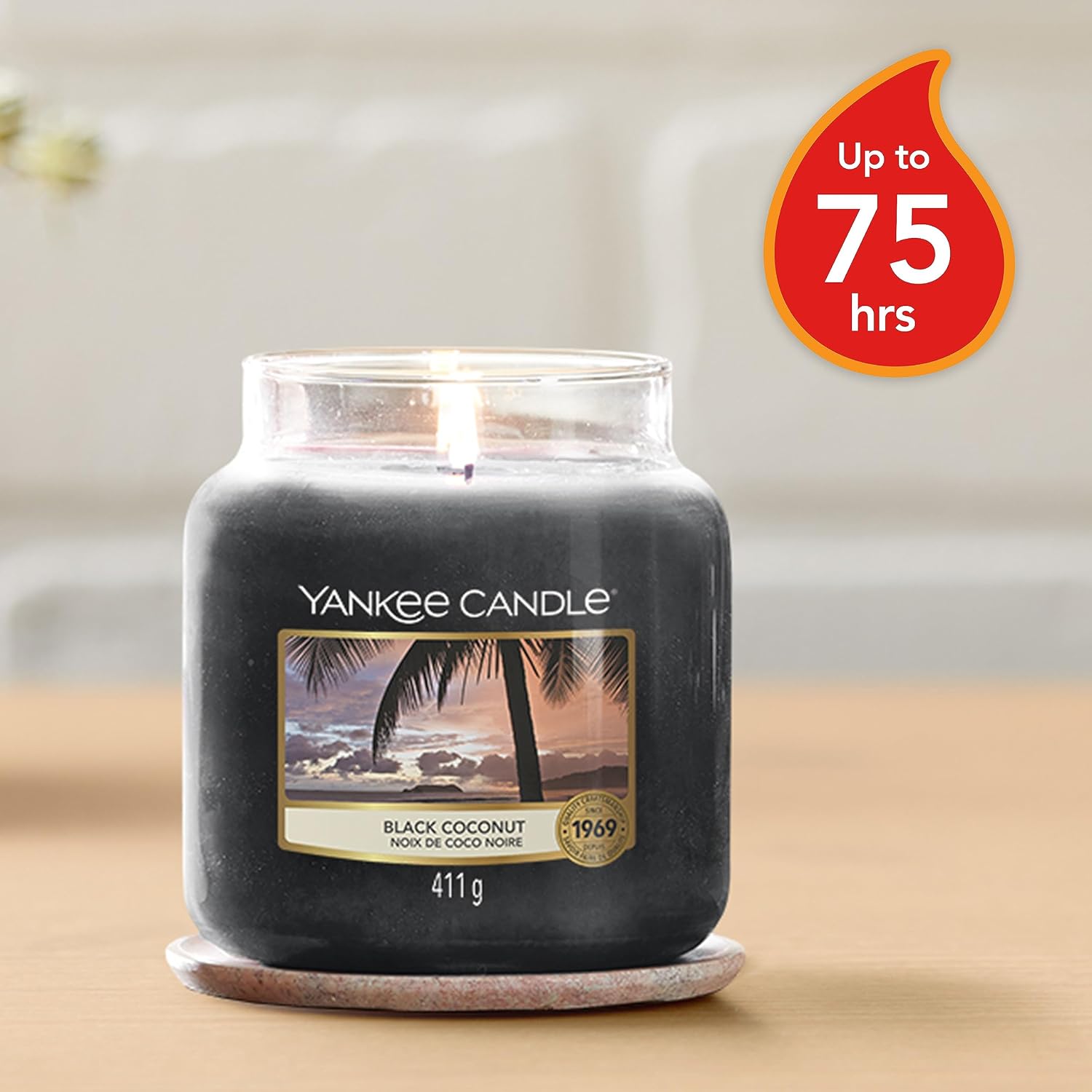 Detalle de Yankee Candle Noix de coco noire 75h 🕯