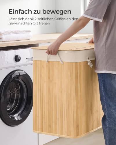 Thumbnail 7 de SONGMICS Panier à Linge 150 L avec Couvercle et Bambou – Organisation pratique et naturelle