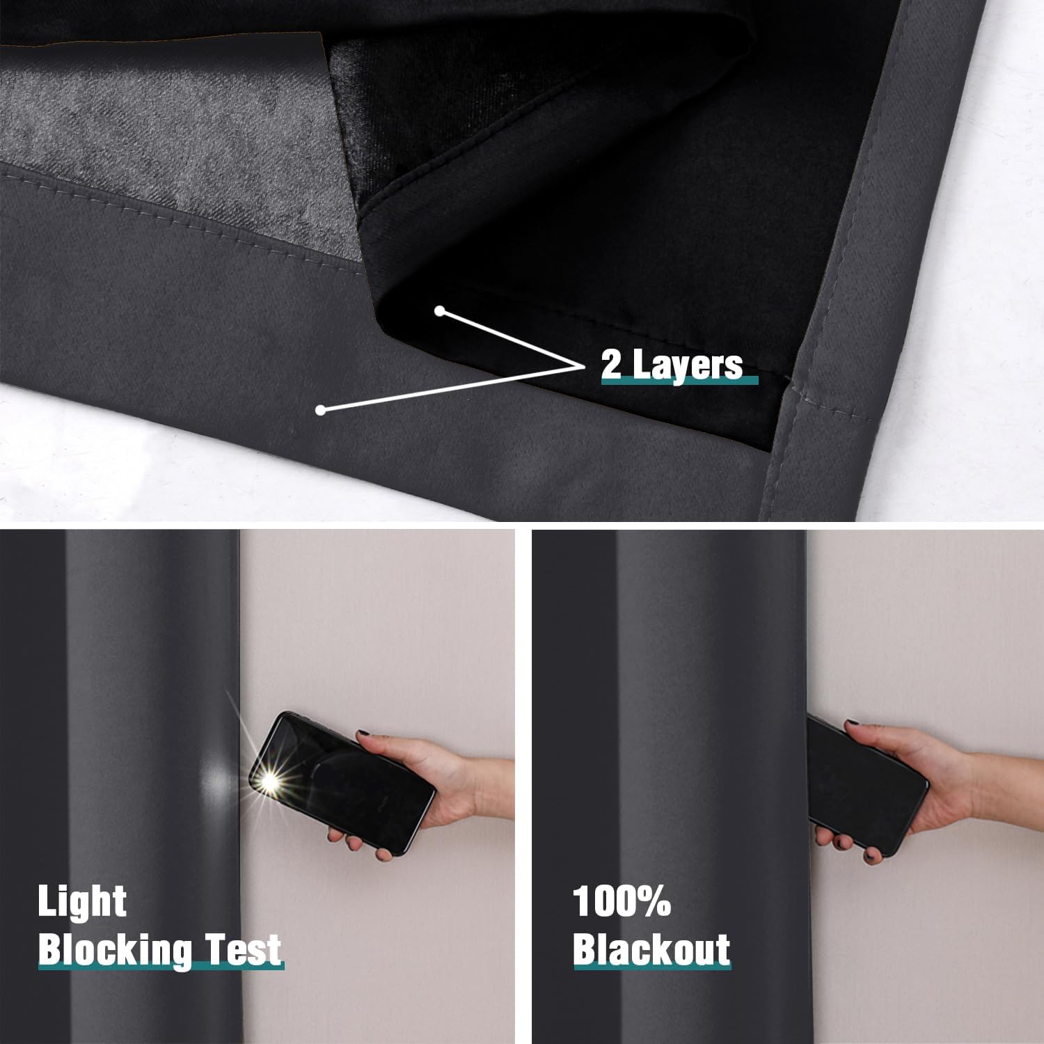 Detalle 2 de ChrisDowa Blackout Curtains, 2 Panels, 42 x 84 Inch, Gray Polyester