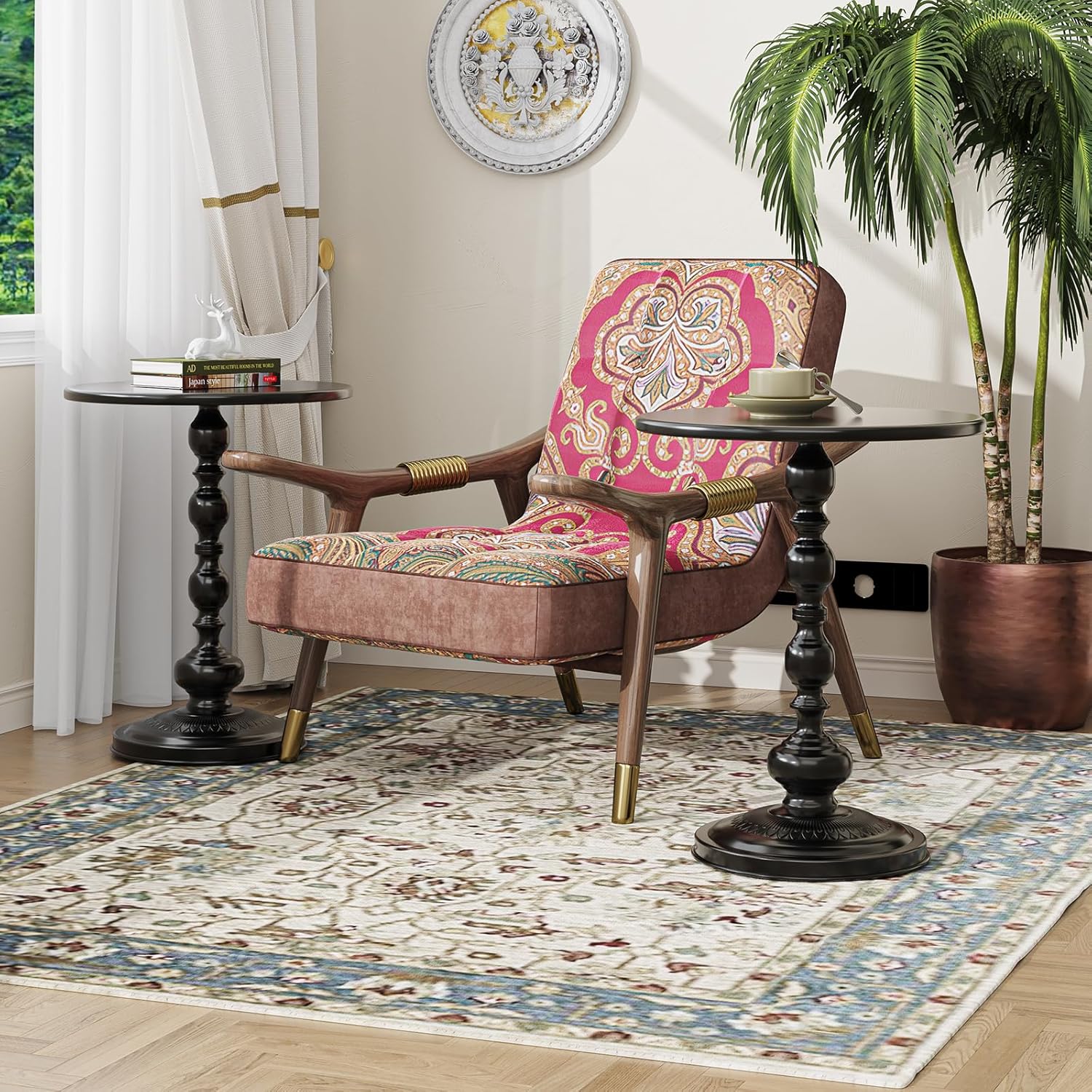 Thumbnail 6 de Simple Trending Small Side Table, Round Vintage-Style Metal End Table in Black