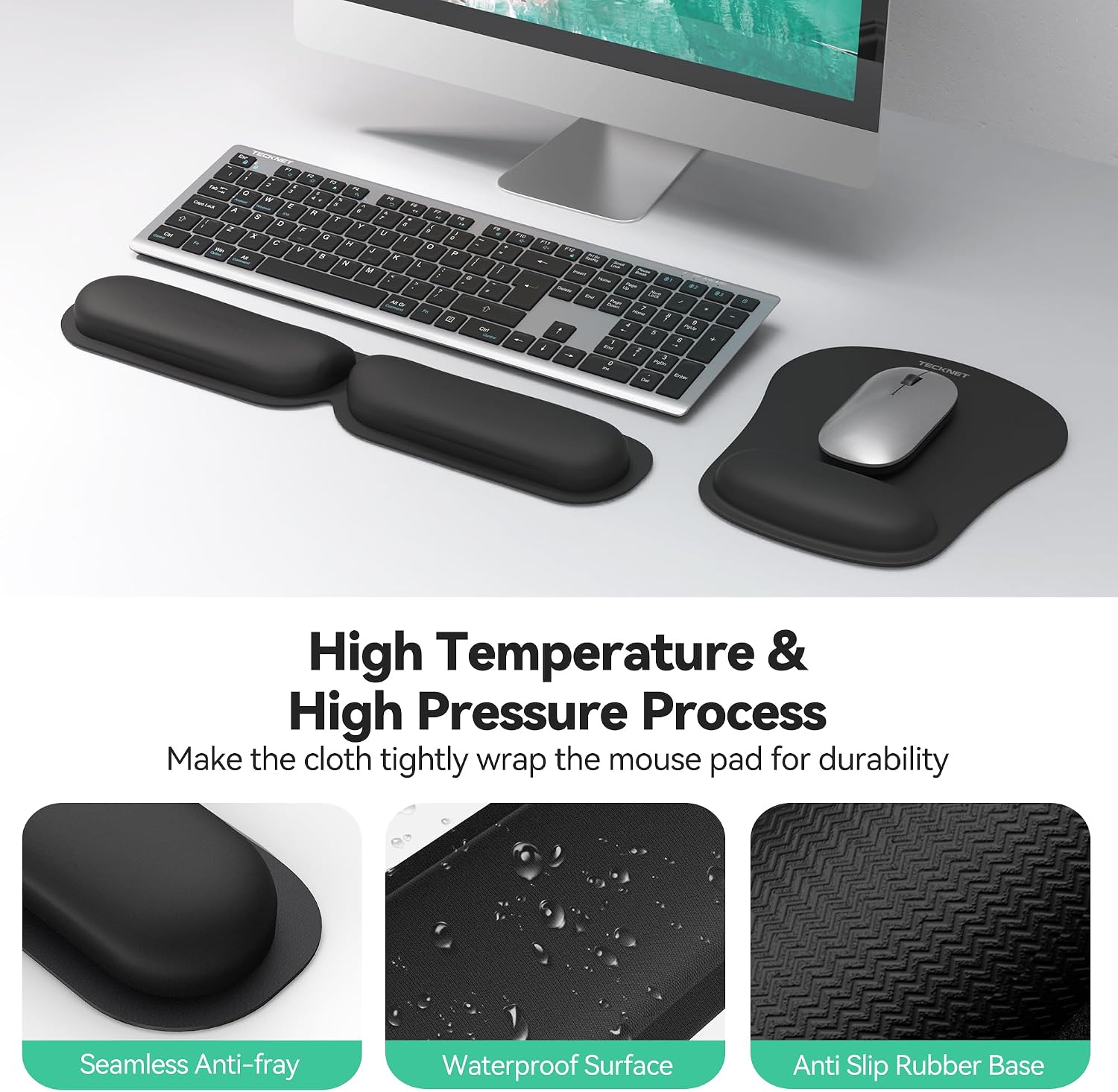 Thumbnail 4 de TECKNET Mouse Mat Keyboard Wrist Support Set