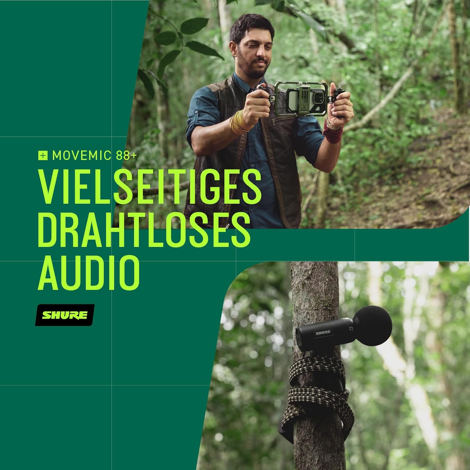 Detalle de Shure MoveMic 88+ Drahtloses Mikrofon – Professioneller Audio-Recorder für Feldaufnahmen, Interviews und Filmprojekte