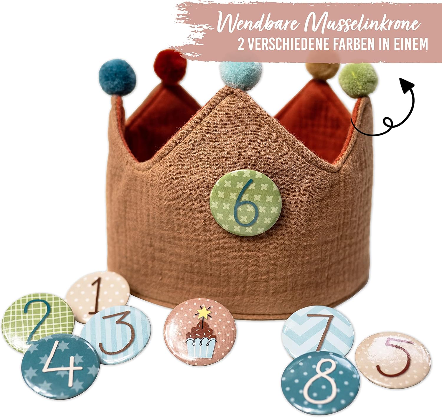 Thumbnail 1 de Papierdrachen Geburtstagskrone Musselin mit Zahlen