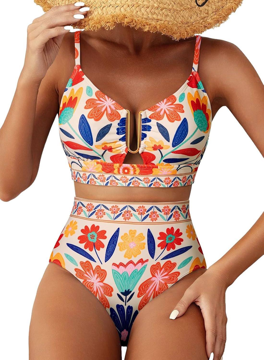 Detalle de Herseas Floral U-Wire High Waisted Bikini Set