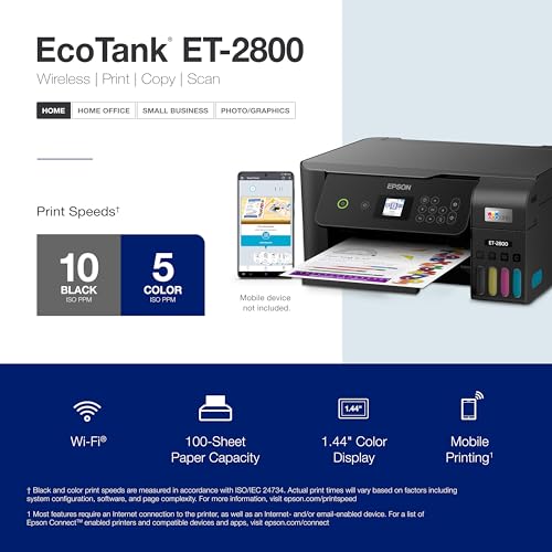 Thumbnail 4 de Epson EcoTank ET-2800 Wireless Color All-in-One Supertank Printer