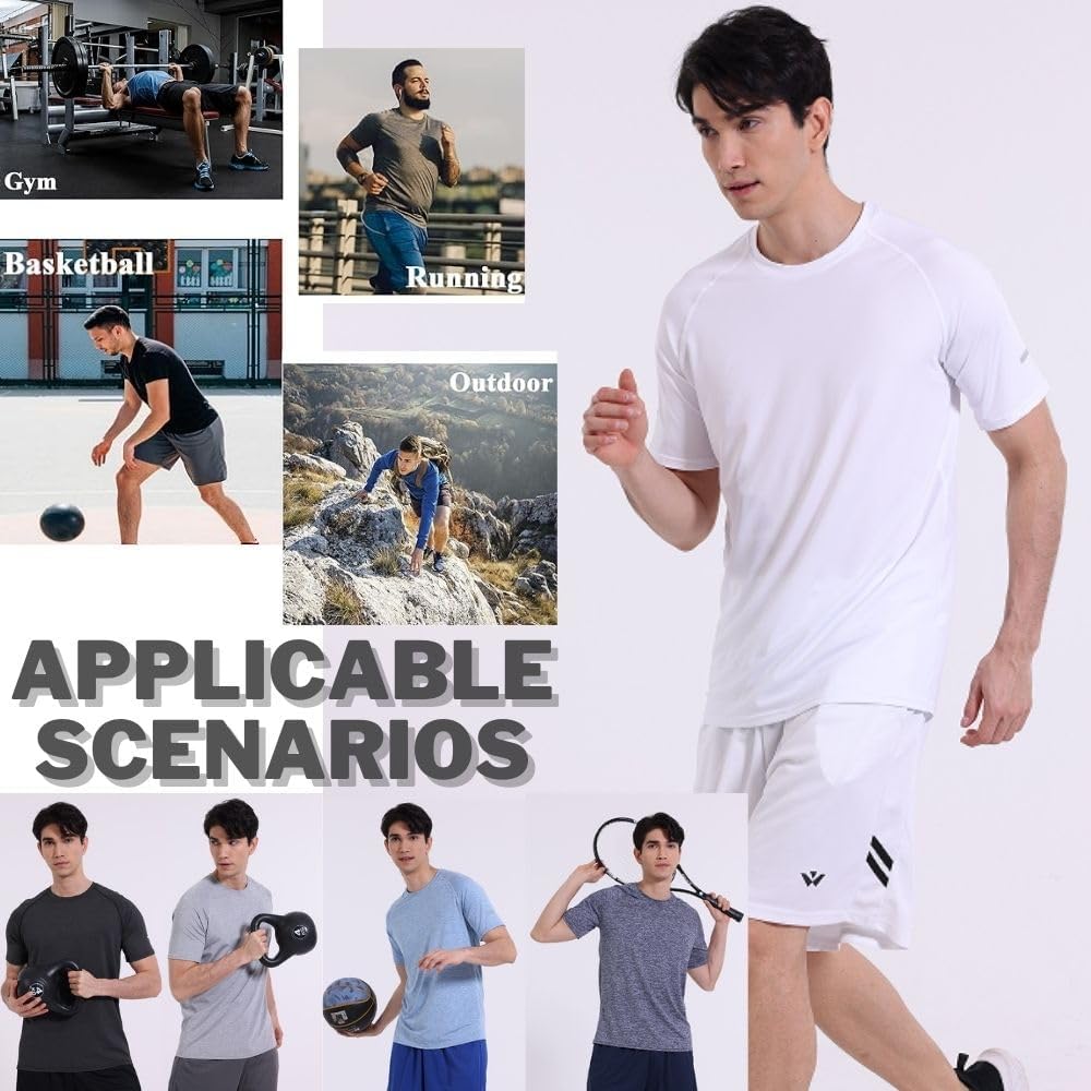 Detalle 2 de FOVDTA A 5 Pack Men’s Short Sleeve Crew Neck Gym T‑Shirt – Breathable, Quick-Drying Active Tops