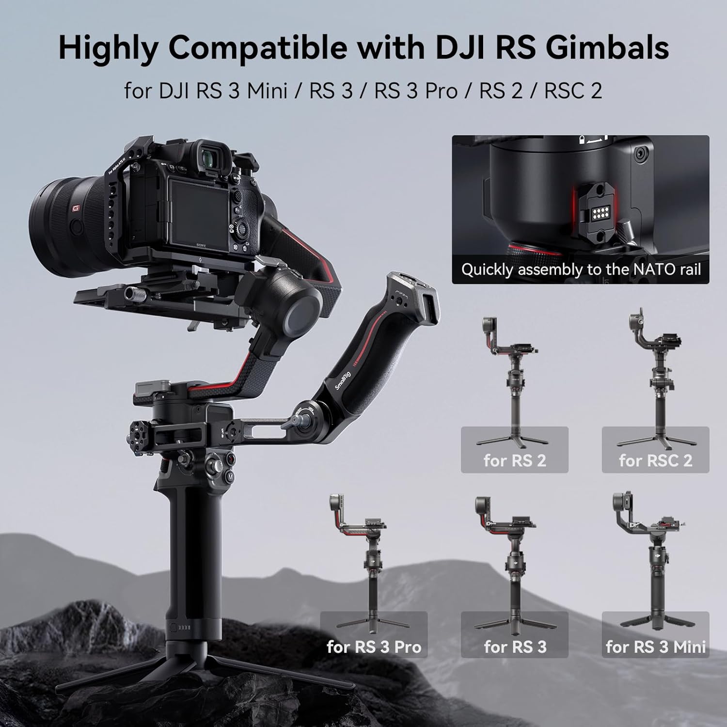 Thumbnail 5 de SmallRig RS 4 Mini / RS 4 / RS 3 Gimbal Sling-Handgriff 3028D (bis 8 kg) für Low-Angle Shots