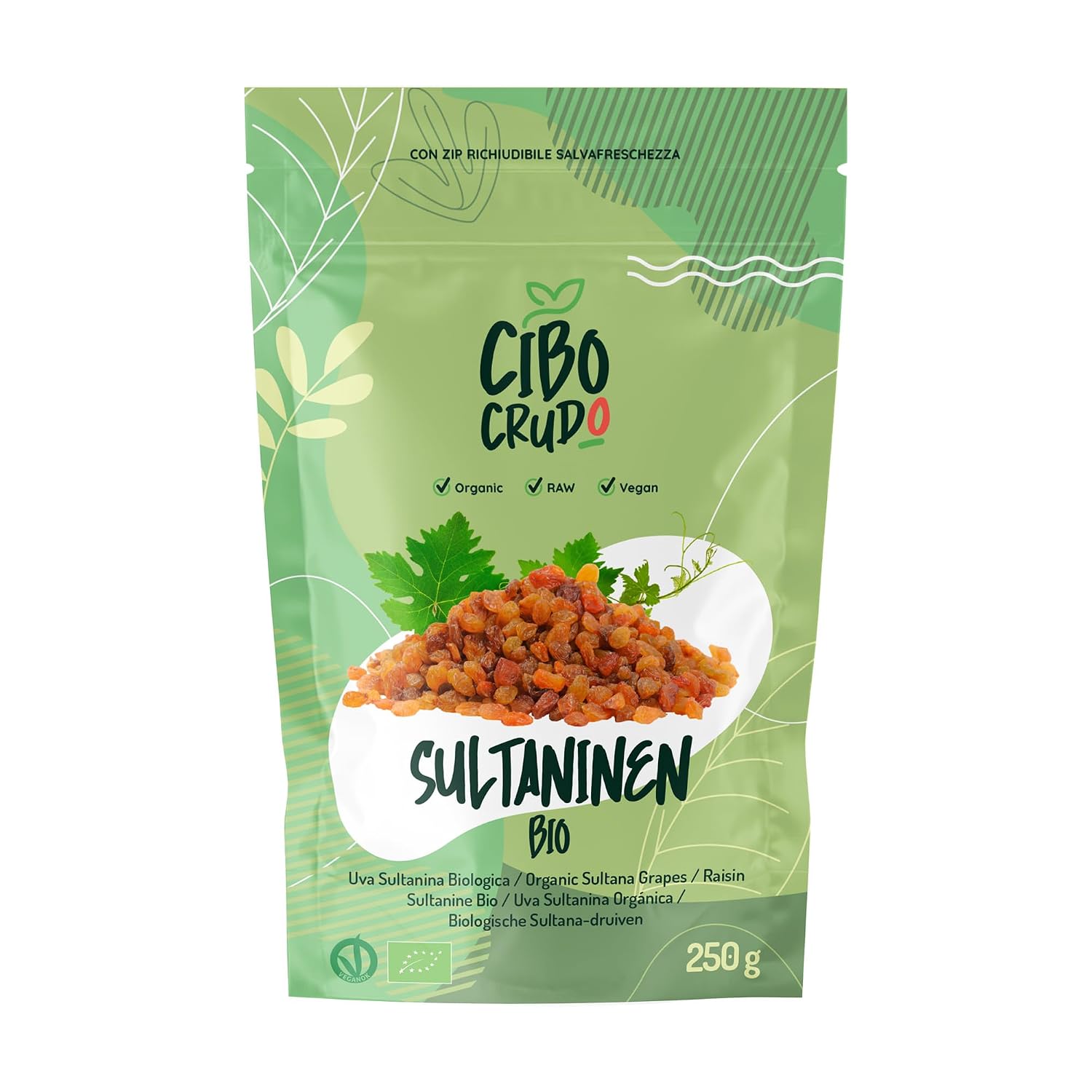 Detalle de Sultaninen Bio Ungeschwefelt – 250 g: Roh, vegan und ohne Zuckerzusatz