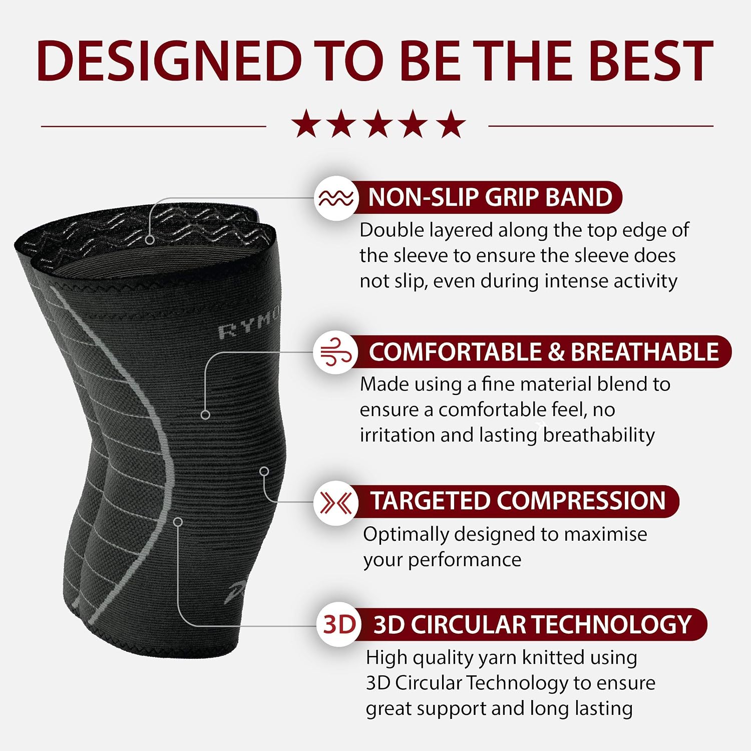 Detalle de Rymora 3XL Knee Compression Sleeves