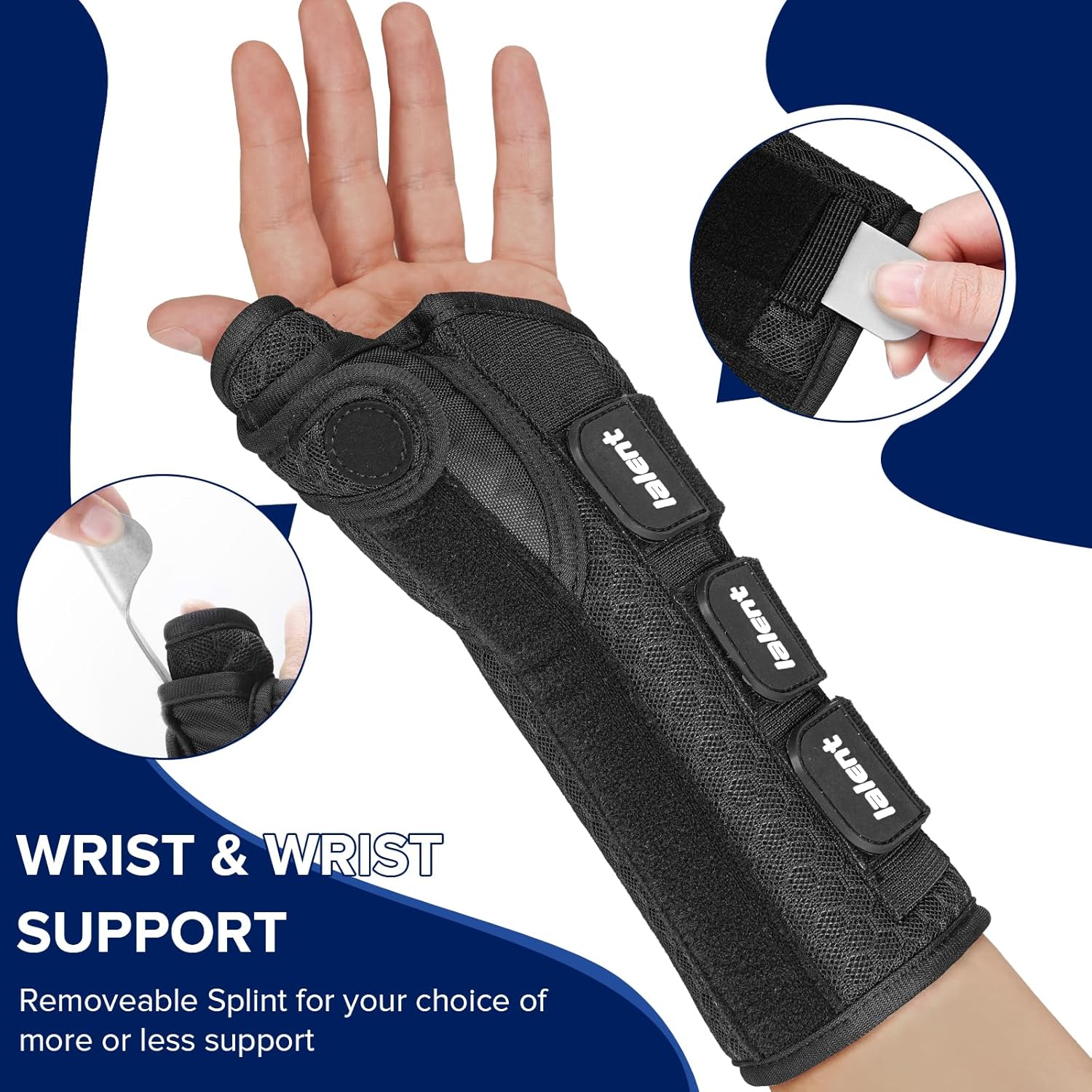 Detalle de Lalent Wrist Support Brace with Metal Splint Thumb Support (Left Hand, L/XL) for Carpal Tunnel and Tendonitis