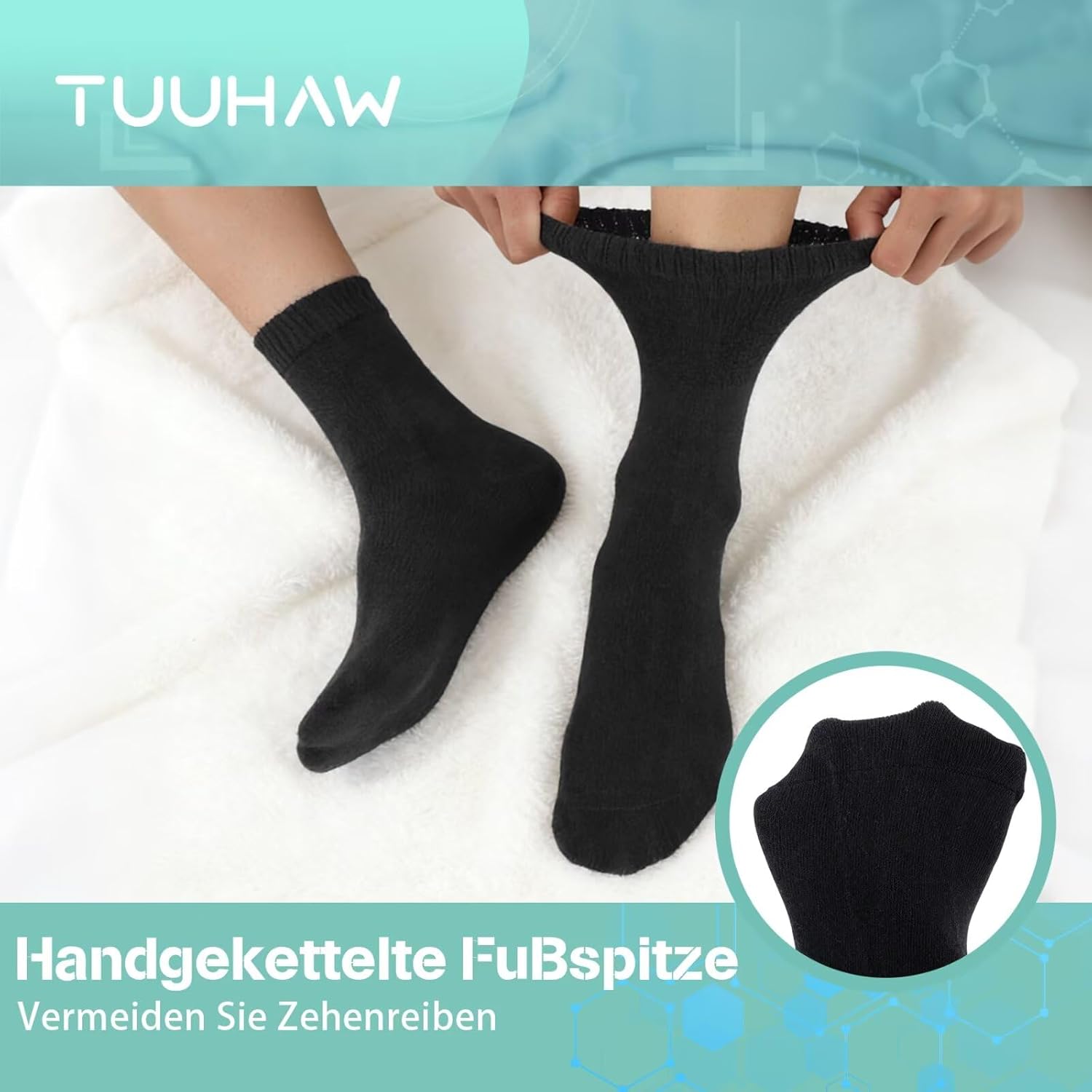 Detalle 2 de TUUHAW Diabetikersocken 10 Paar ohne Gummibund