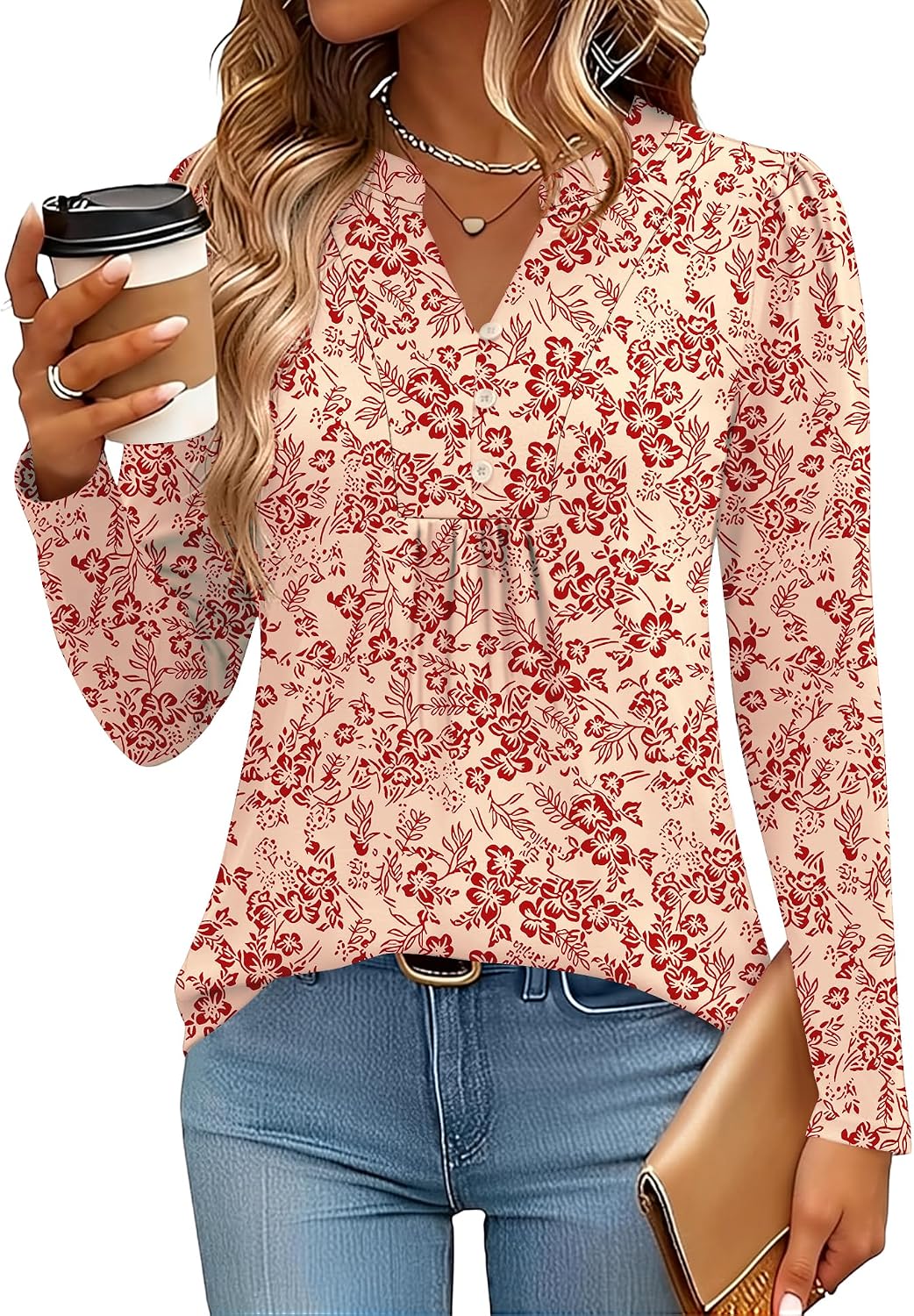 Detalle de IECCP Women's Long-Sleeve Blouse, Polyester Blend
