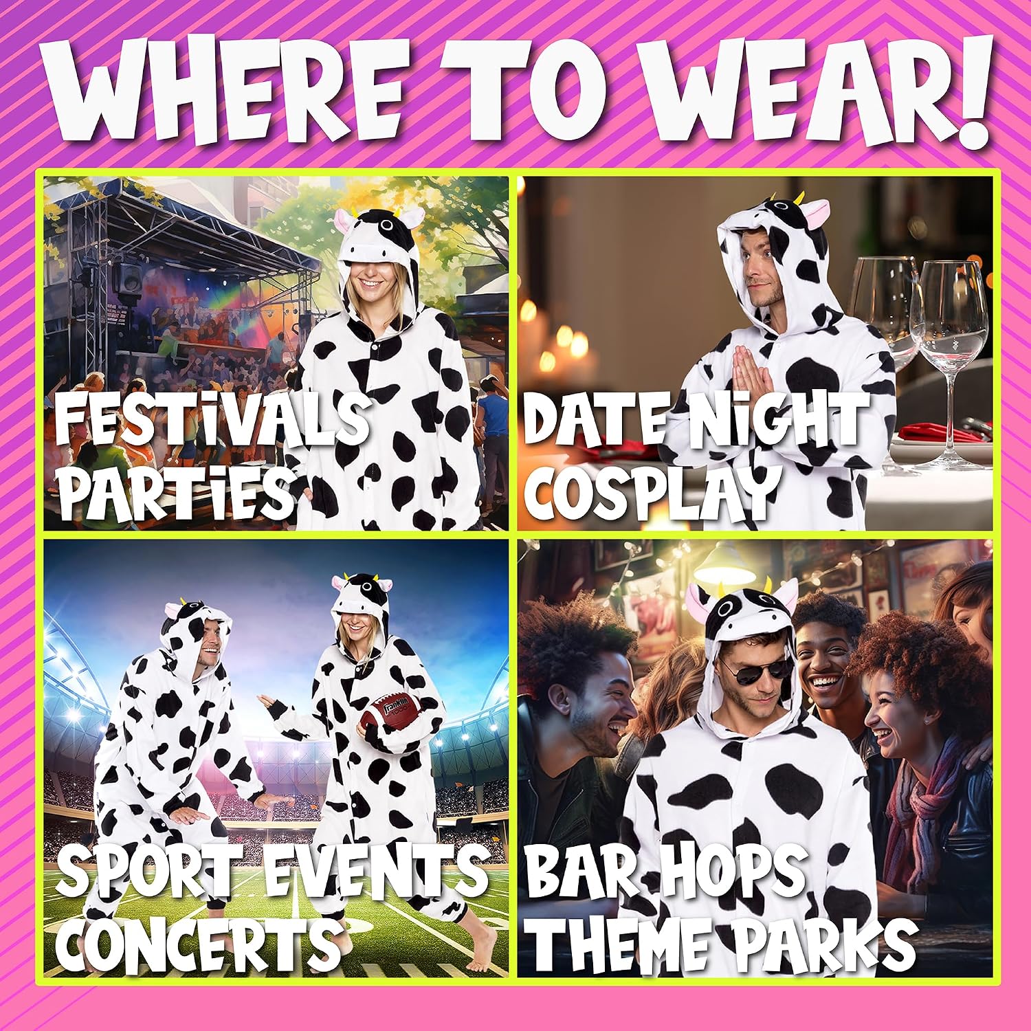 Detalle de Funziez! Adult Animal Onesie Costume with Hood, Button Closure and Pockets