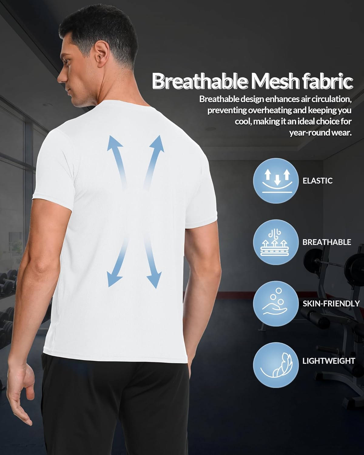 Thumbnail 4 de MEETYOO 5 Pack Tee Shirt Running Homme – T-Shirt Manches Courtes pour Sport et Fitness