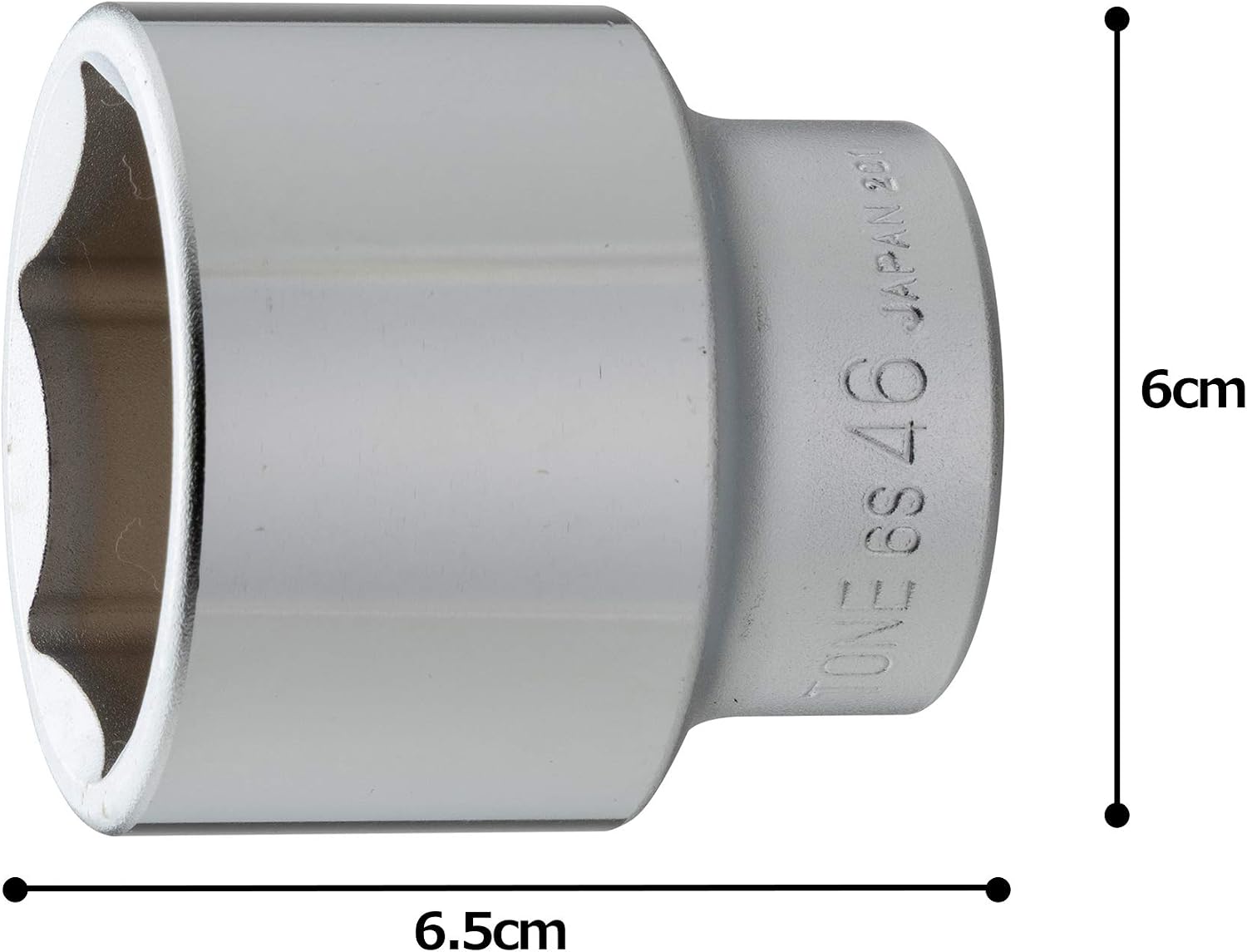Detalle de トネ(TONE) 6S-46 6角ソケット 差込角19.0mm・二面幅46mm・全長65mm