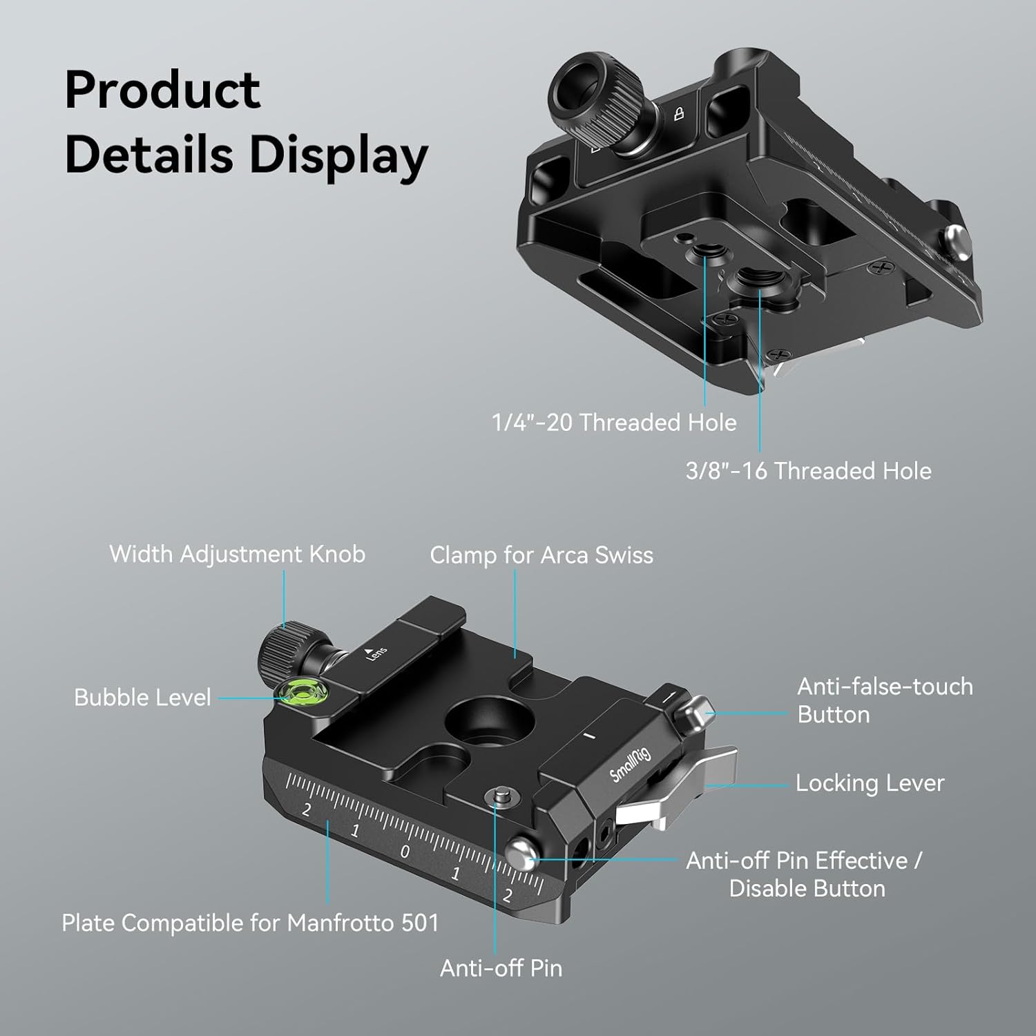 Detalle 2 de SMALLRIG Kit plaques Arca-Swiss Manfrotto 4234