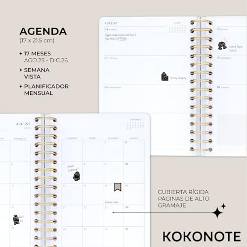Thumbnail 2 de Kokonote Agenda 2026 Semana Vista A5 Mocha Bloom, 17 meses 📚