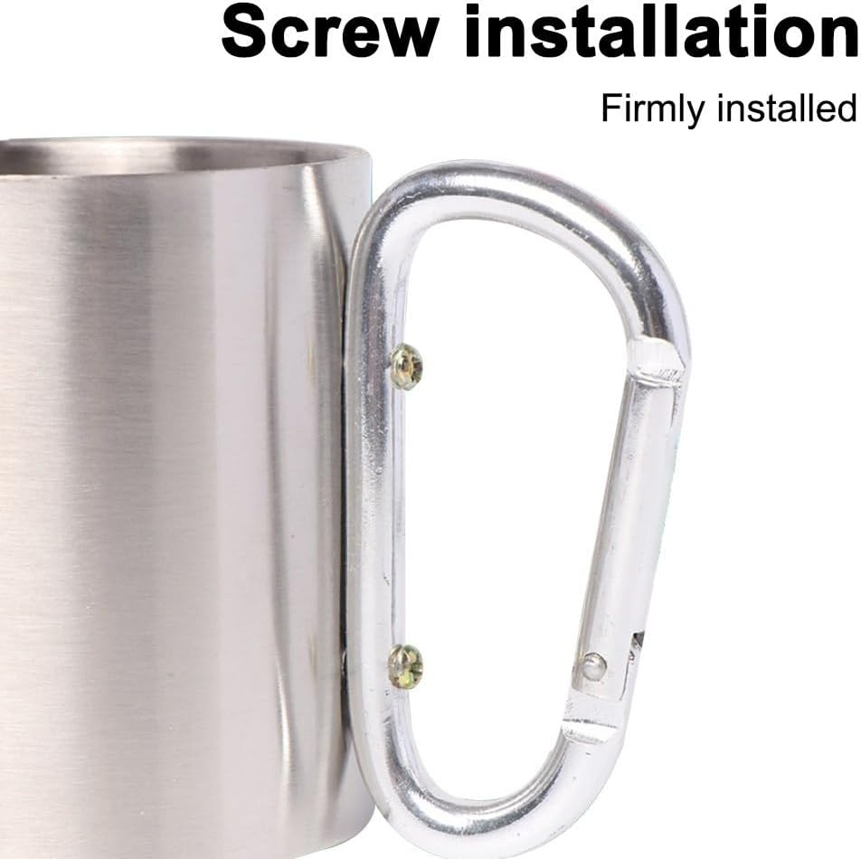 Thumbnail 2 de MiOYOOW Stainless Steel Carabiner Mug — 300ML, Double‑Walled Camping Cup with Snap Handle