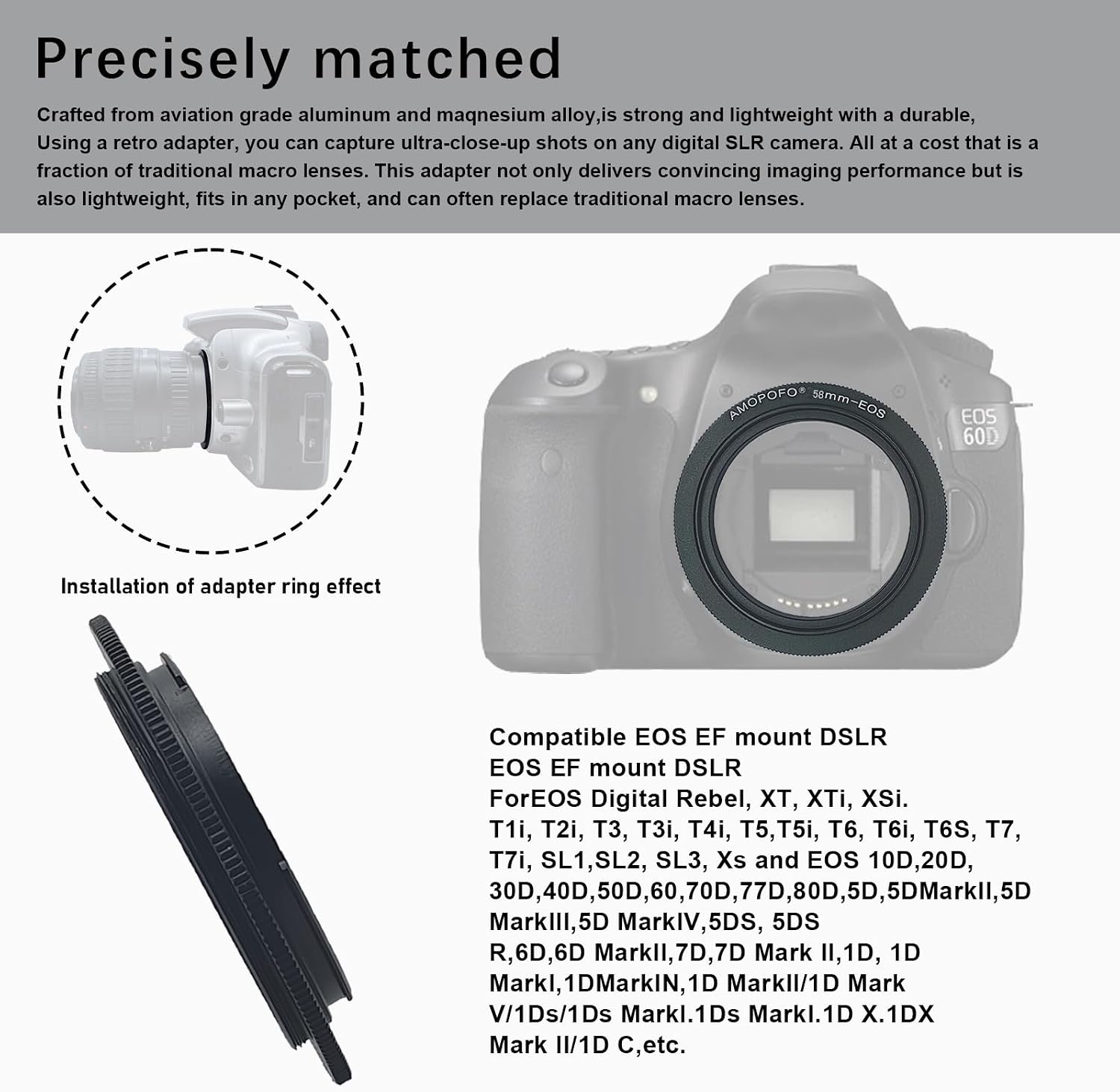 Thumbnail 2 de AMOPOFO 58mm EOS Reverse Mount Ring