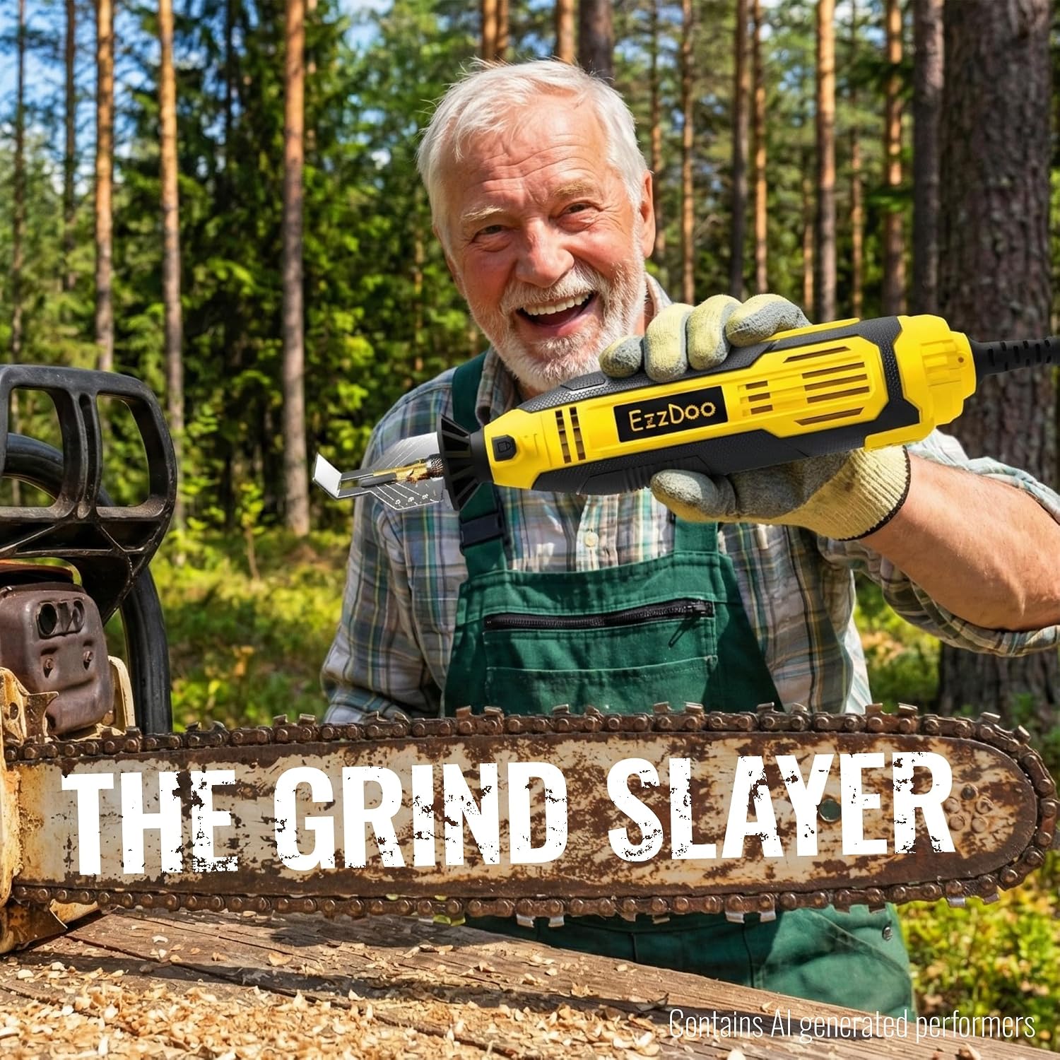 Thumbnail 5 de EzzDoo elektrisk motorsågsvässare 150 W med titanbelagda diamantfilar