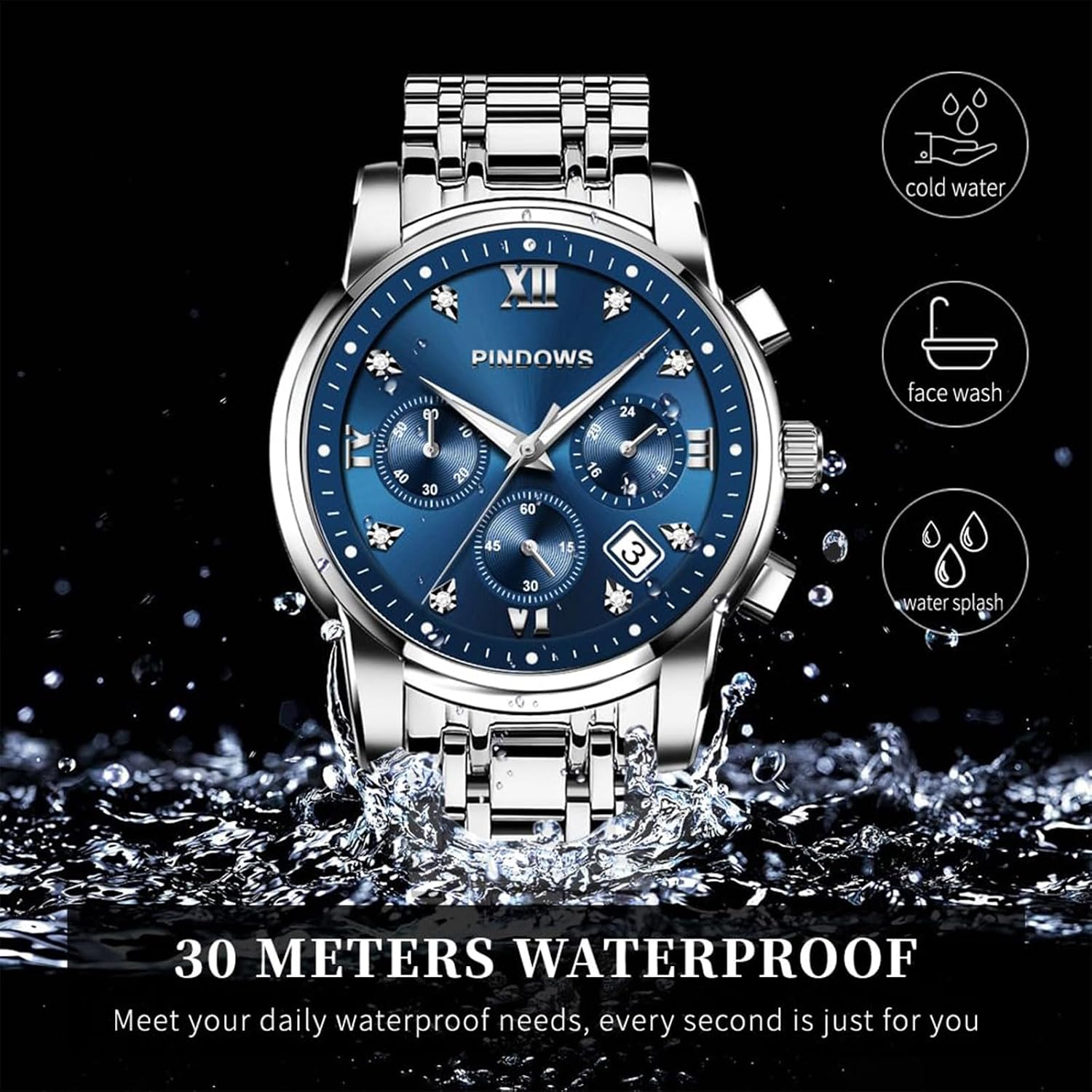 Thumbnail 4 de PINDOWS Luxusuhren Quarz-Chronograph 30 m