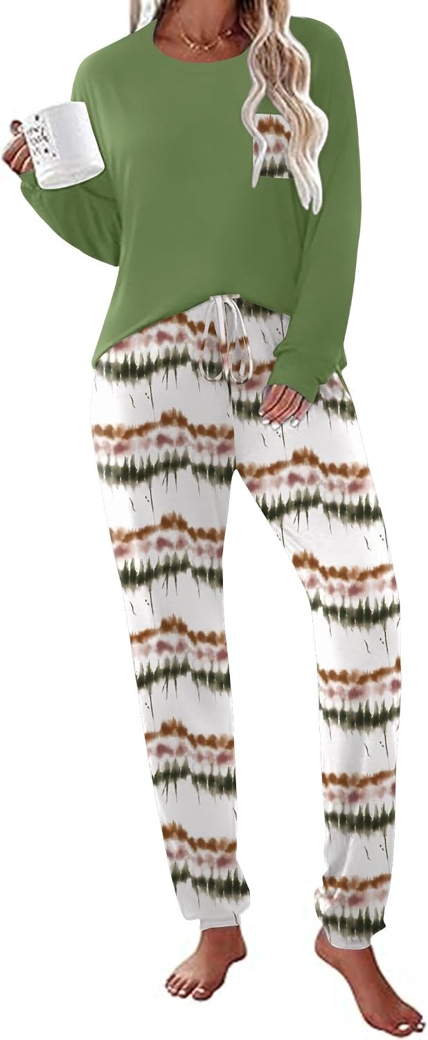 Detalle 2 de Ekouaer Women's Long-Sleeve Jogger Pajama Set with Pockets
