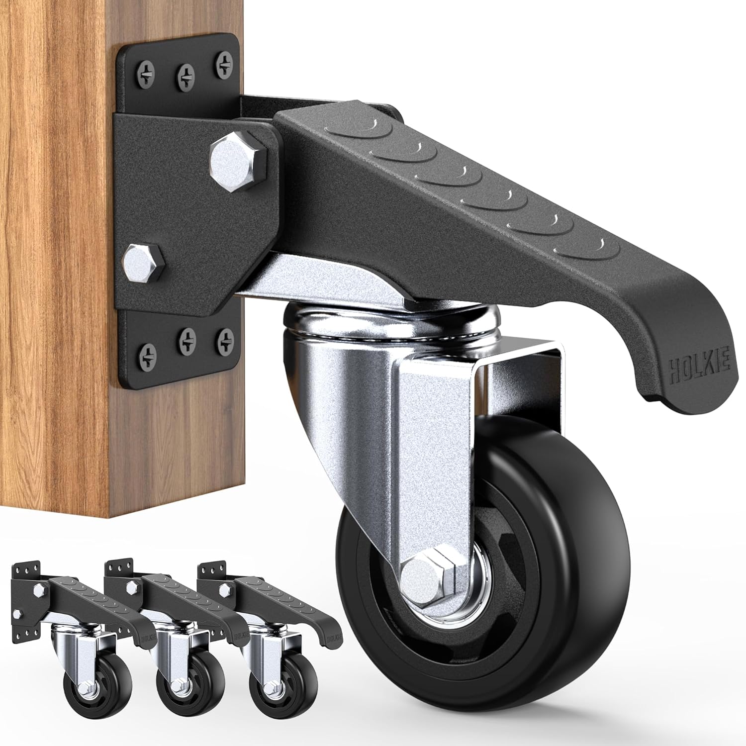 HOLKIE Schwerlastrollen für Werkbänke (75 mm) mit Hebe-/Senkfunktion, 360° drehbar – bis 500 kg