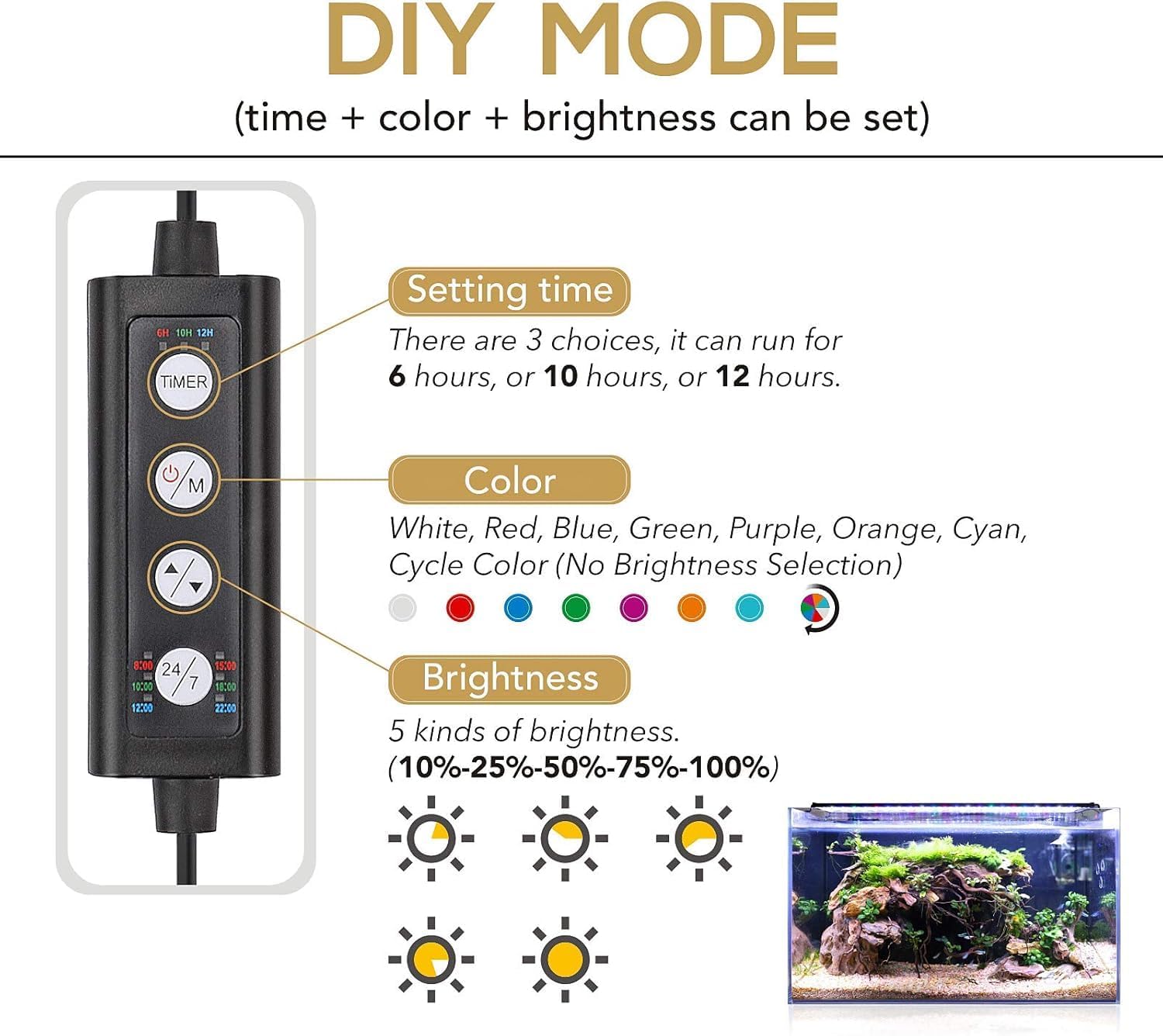 Thumbnail 2 de hygger 14W Aquarium Light with Adjustable Timer and 7 Colors
