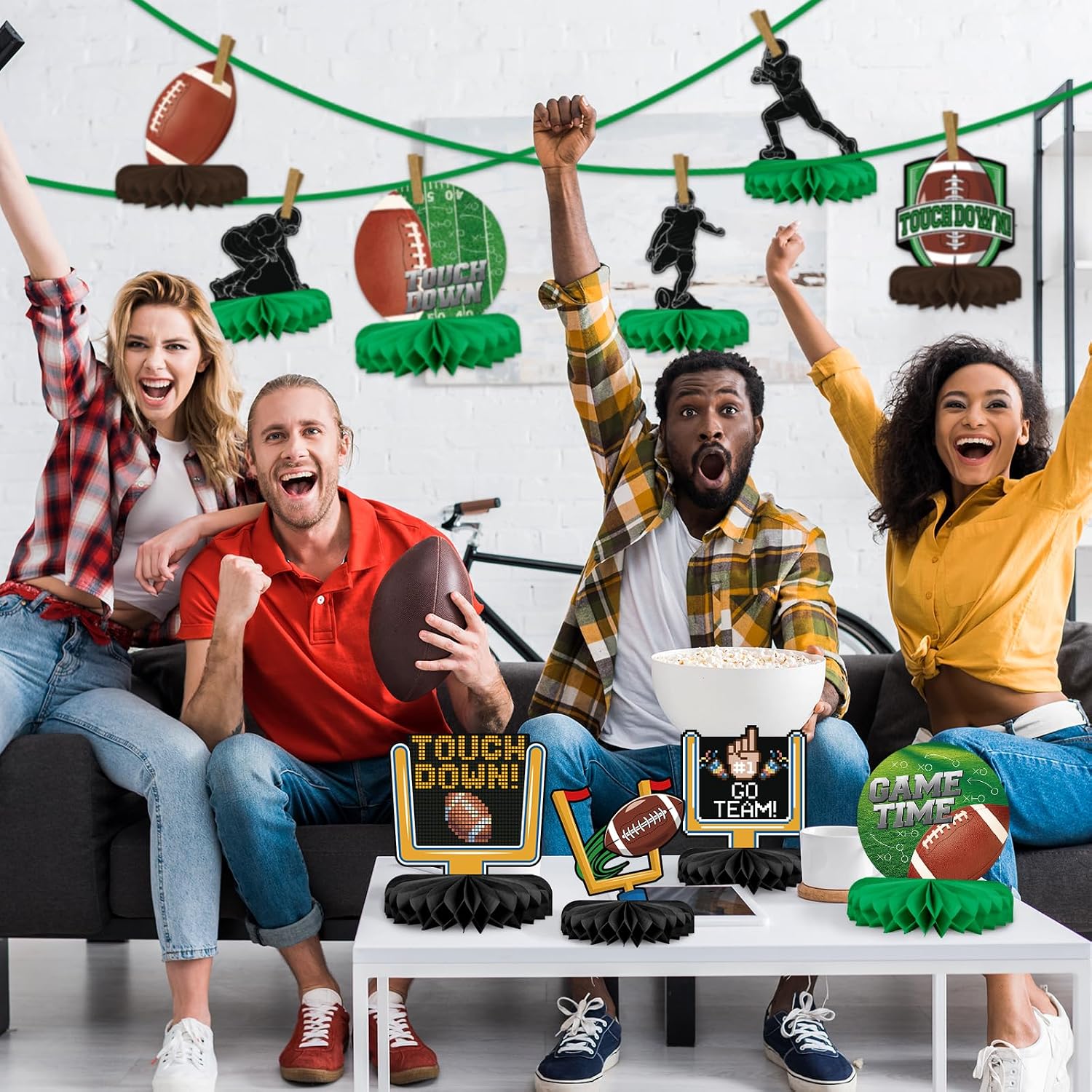Thumbnail 4 de 10-pack Football Honeycomb Centerpieces 🎉