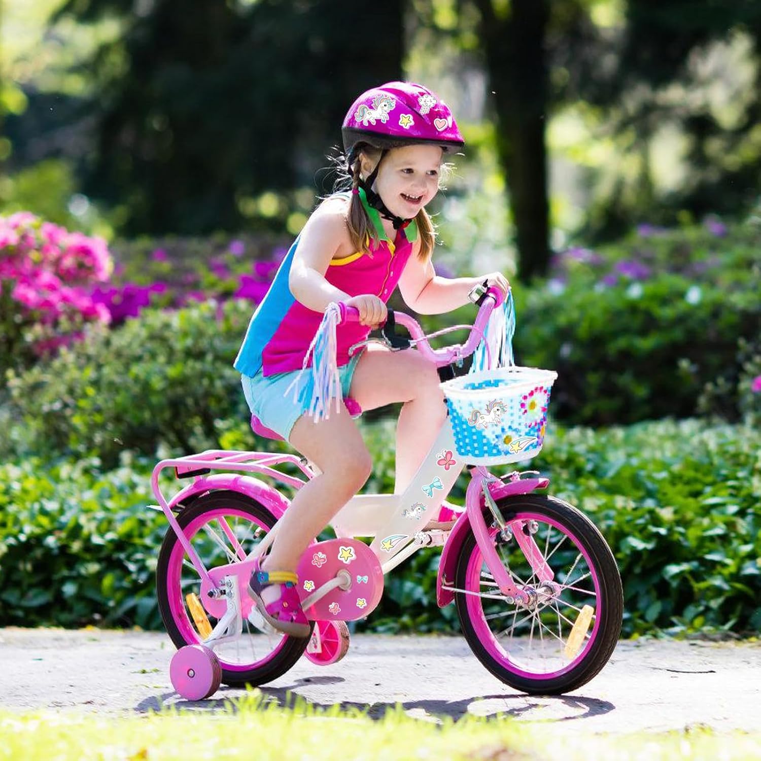 Detalle de 4er Pack Einhorn Reflektierende Fahrrad-Aufkleber – Vinyl-Look mit 17 × 11 cm Design