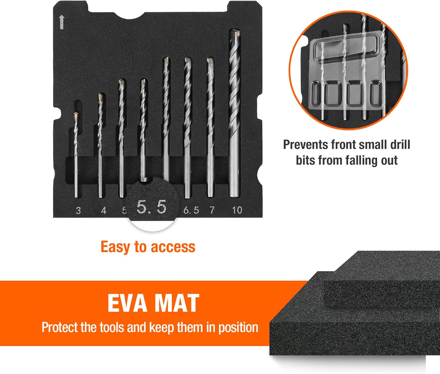 Detalle de ValueMax Set punte a spatola per legno e altri materiali, 55 pezzi con valigetta in plastica
