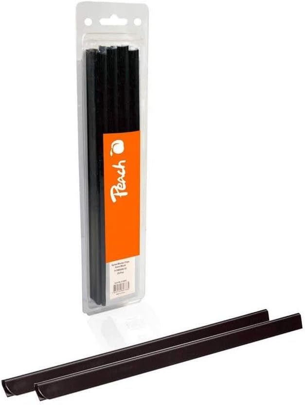 Detalle 2 de Peach Klemmschienen A4 (8 mm) für ca. 40 Blatt – 25 Stück, schwarz