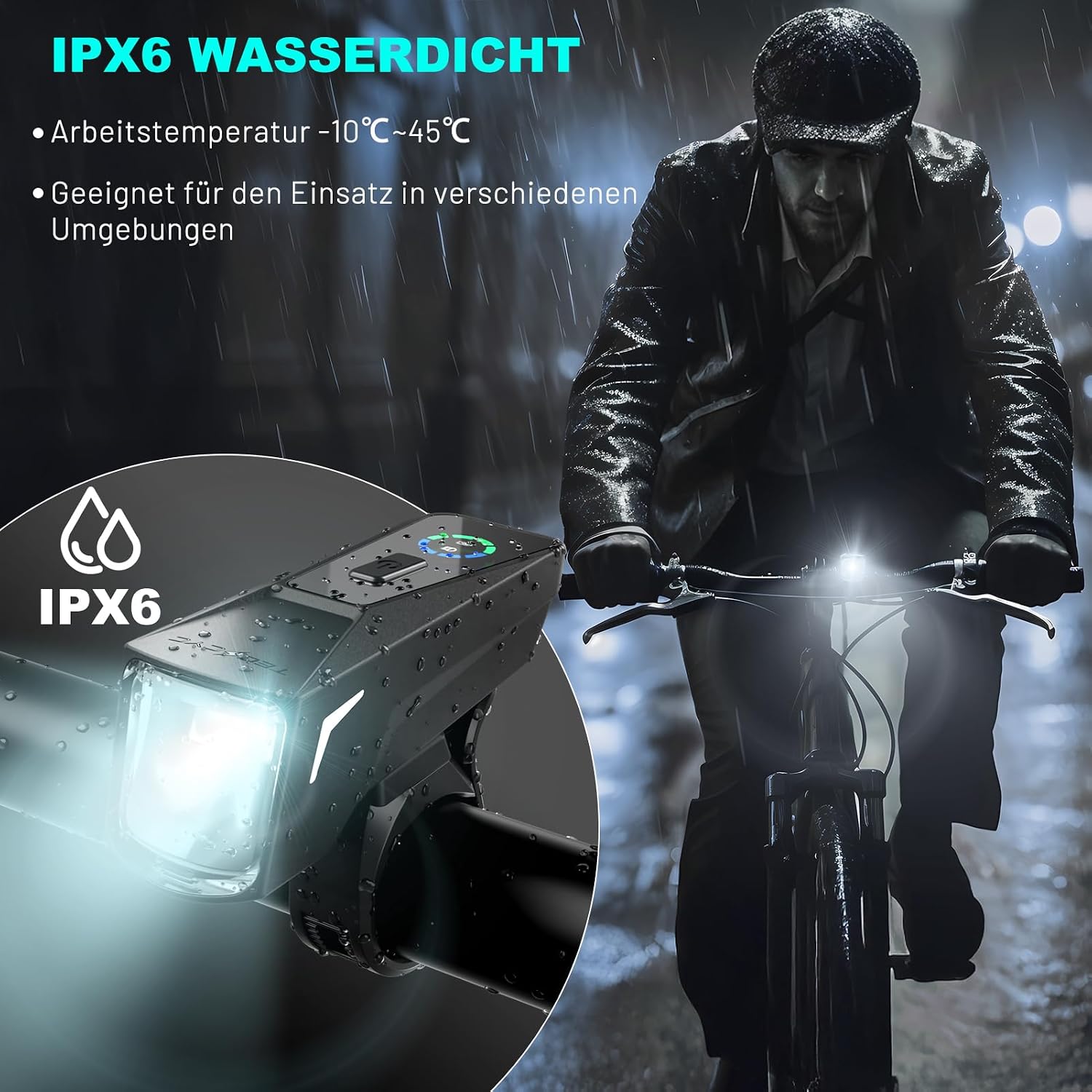 Thumbnail 4 de TECHCYC Fahrradlicht-Set mit 70 Lux LED