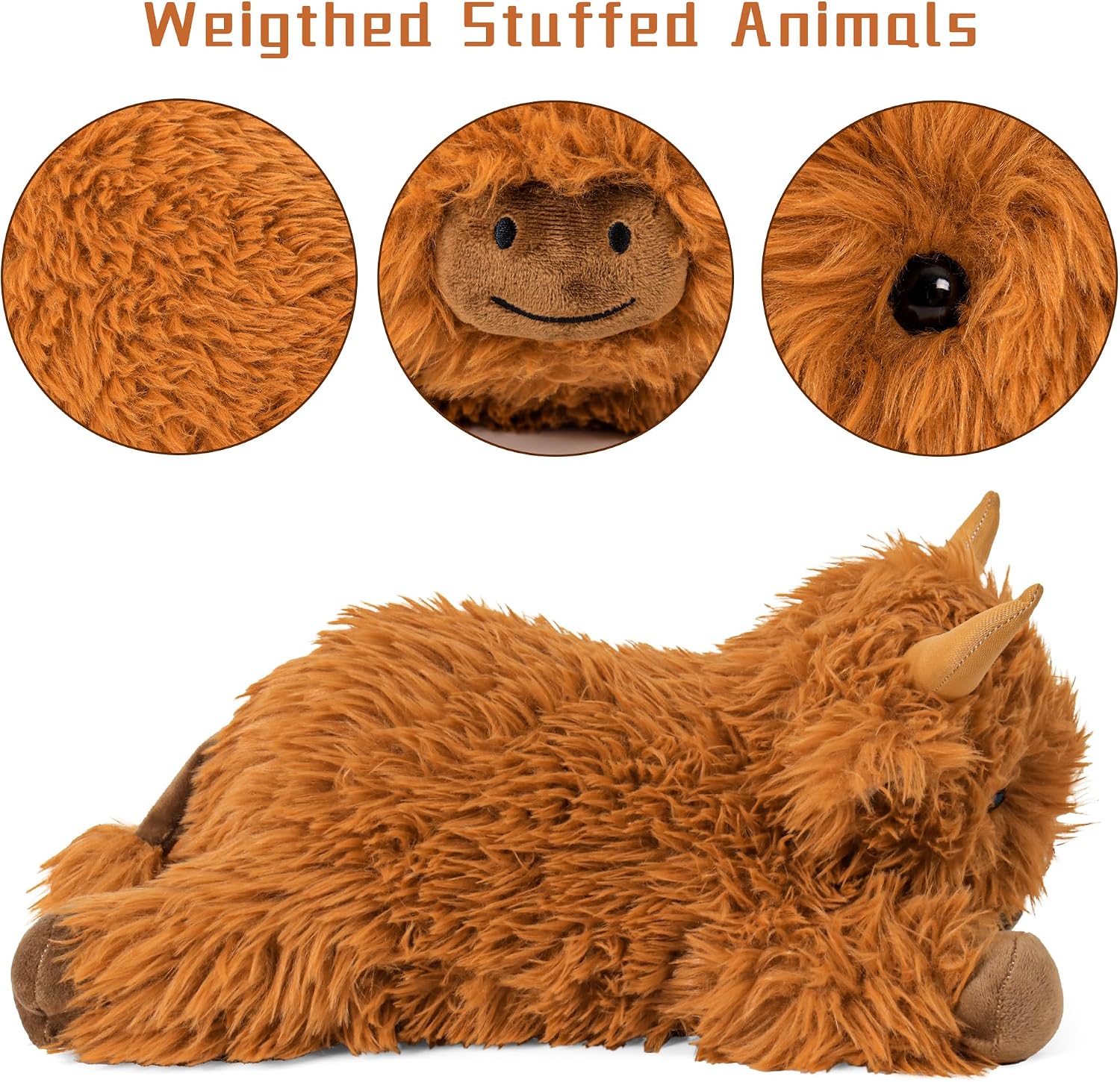 Thumbnail 1 de Wepop 5lbs Highland Cow Weighted Stuffed Animal — 22in Giant Plush for Relaxation and Decor