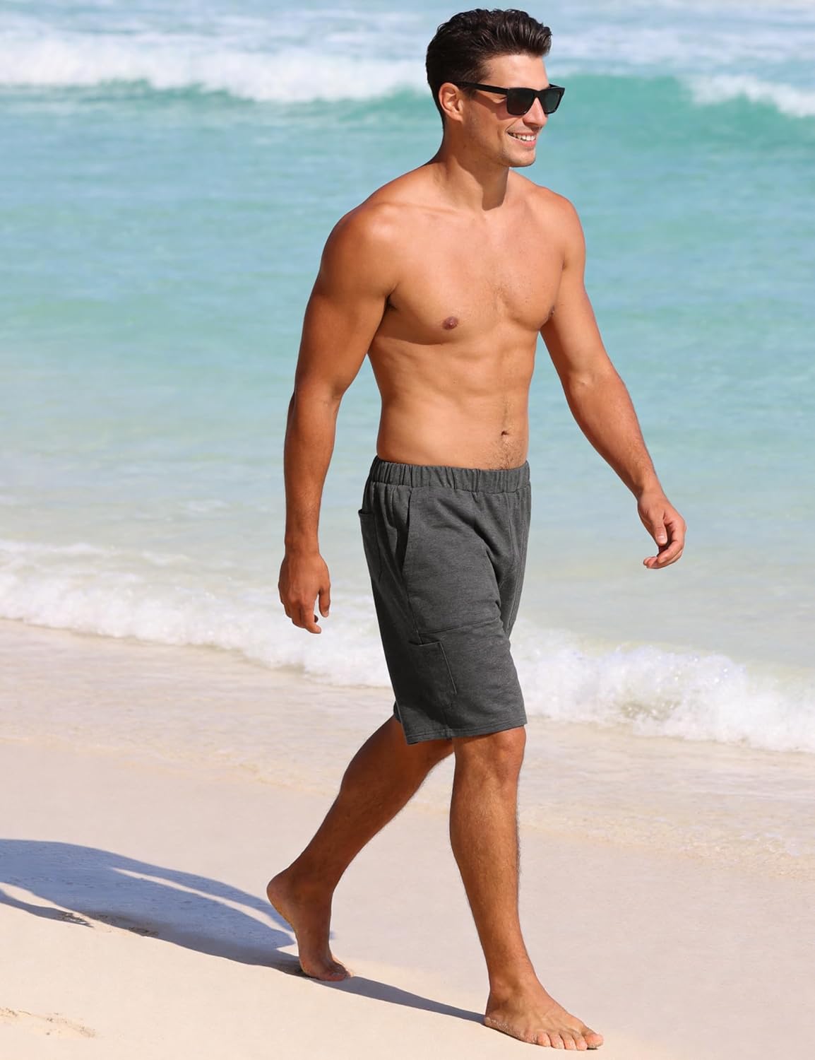 Thumbnail 4 de Wayleb Pantaloncini uomo sportivi in cotone 65% poliestere 35% cotone con tasche S-3XL