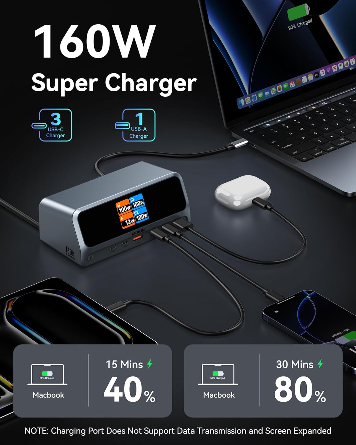 Thumbnail 3 de MOKiN USB C Docking Station Dual Monitor (13-in-1) with 160W Output and 2x 4K HDMI