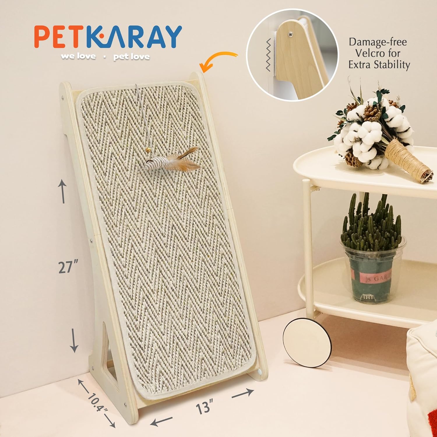 Thumbnail 6 de PETKARAY Cat Scratcher: Sisal Ramp with Wall Access, 27" L-Shape Scratching Pad for Indoor Cats