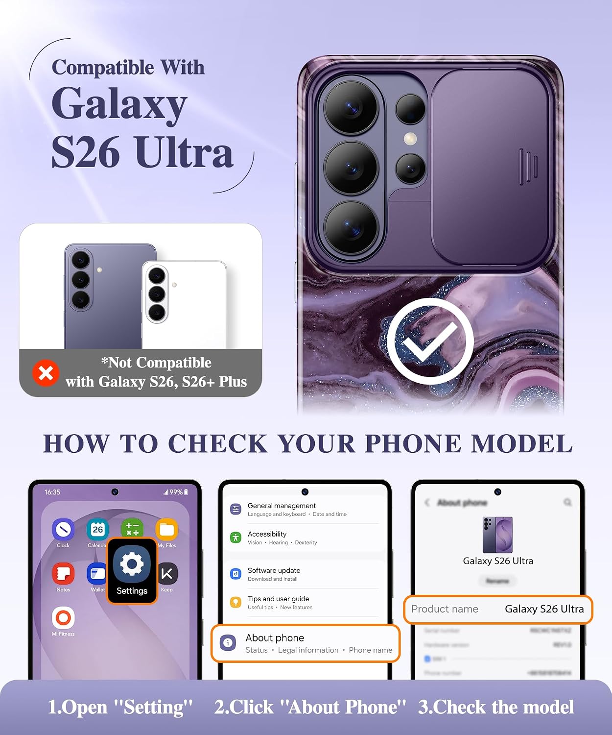 Detalle 2 de GVIEWIN Galaxy S26 Ultra Case with Slide Camera Cover