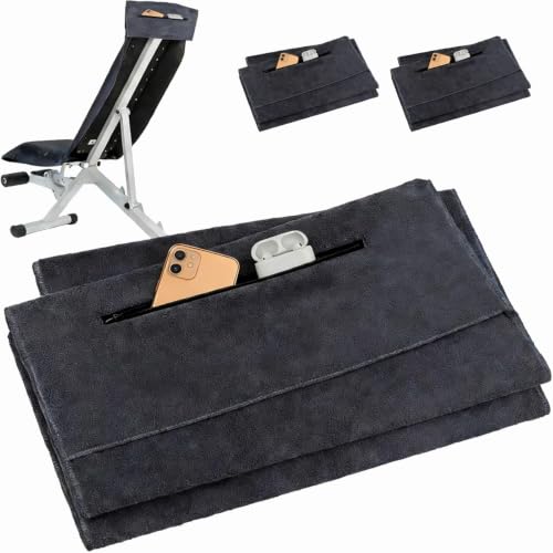 Detalle de GESTAND Gym Handtuch 2er Set – Microfaser Fitnesshandtücher 120 x 50 cm mit Reißverschlusstasche