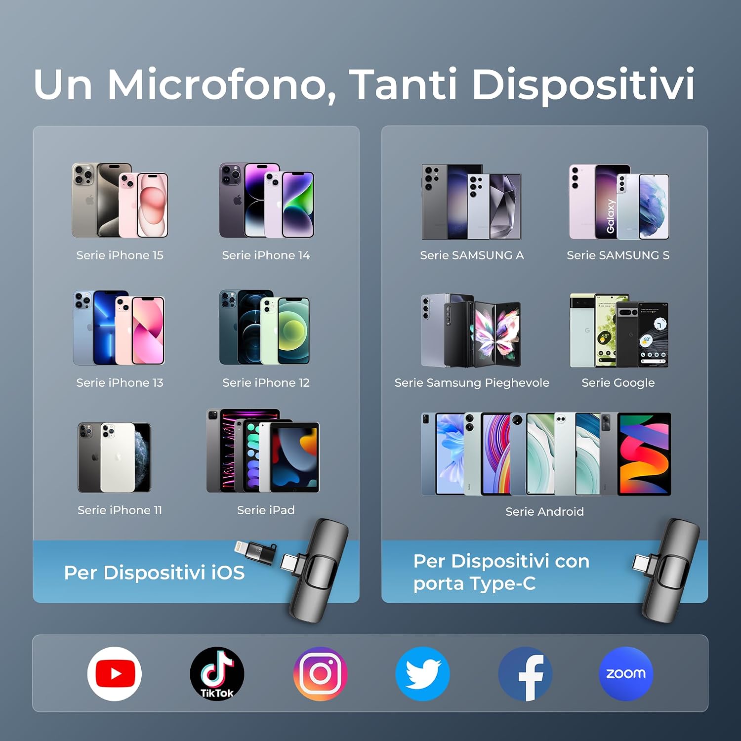 Thumbnail 6 de YRF Microfono Lavalier Wireless: libertà di registrazione per iPhone, Android e iPad