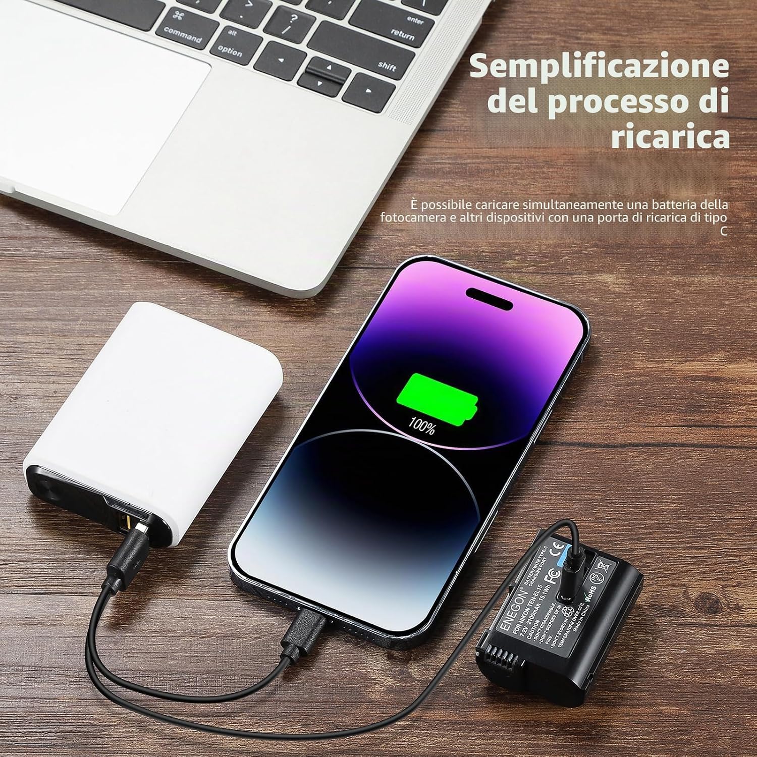Detalle de ENEGON EN-EL15 Batteria di ricambio 2100mAh per fotocamere