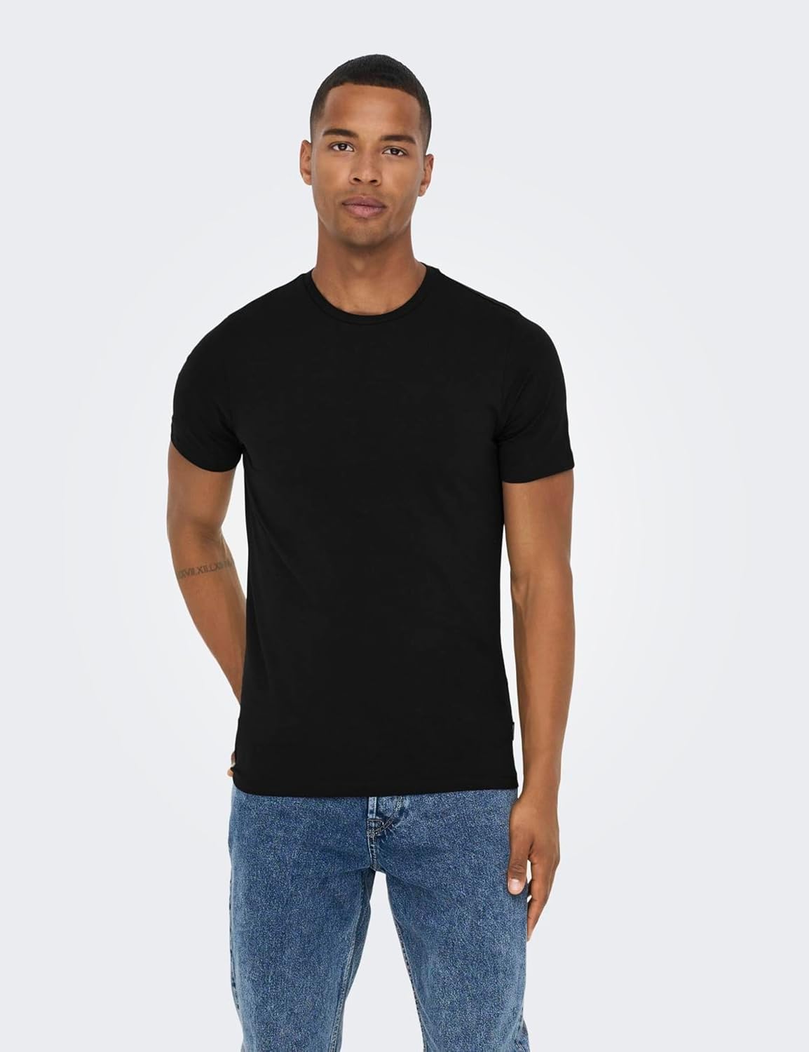 Detalle de Only & Sons ONSBASIC 2-Pack T-Shirt – Slim Fit, 95% Baumwolle, 5% Elasthan