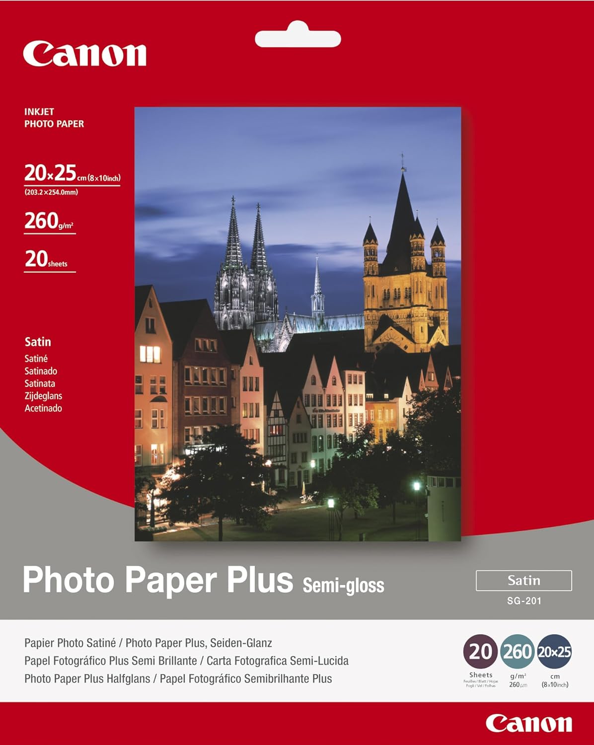 Detalle de Canon SG-201 Papier Photo Satiné 20x25 cm – 20 feuilles