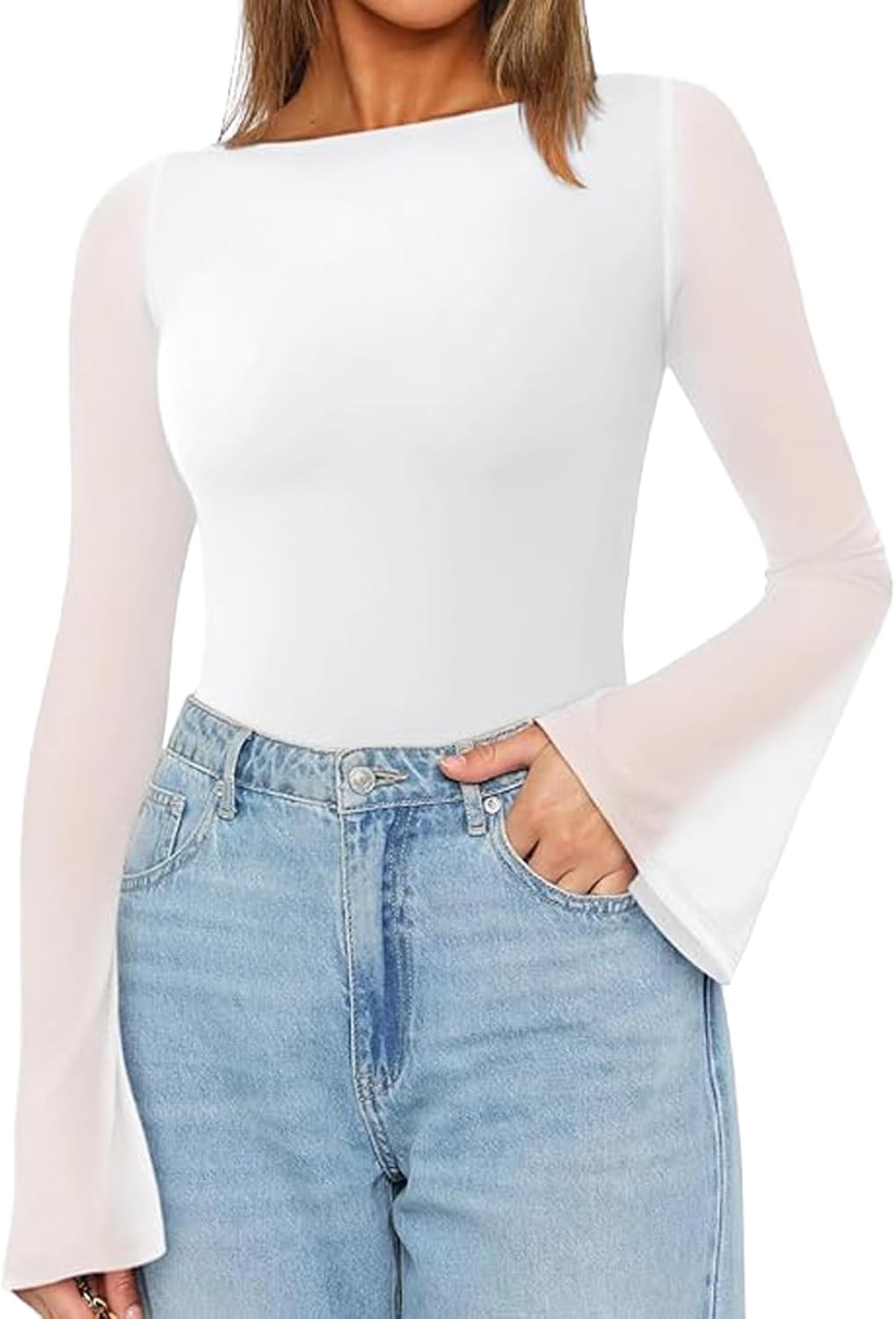 Thumbnail 4 de LACOZY Long Bell Sleeve Crop Top